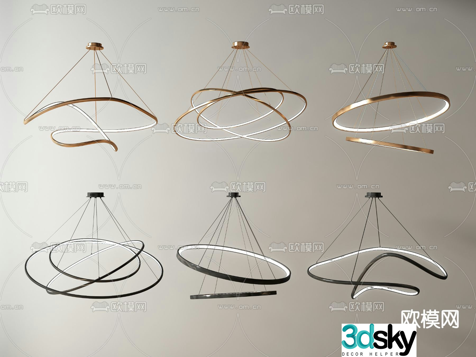 Light luxury chandeliers ring chandeliers 3D model