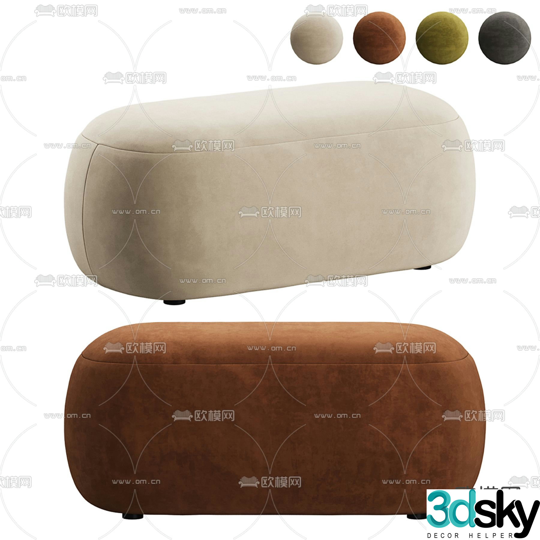 Stool sofa stool shoe changing stool footrest 3D model
