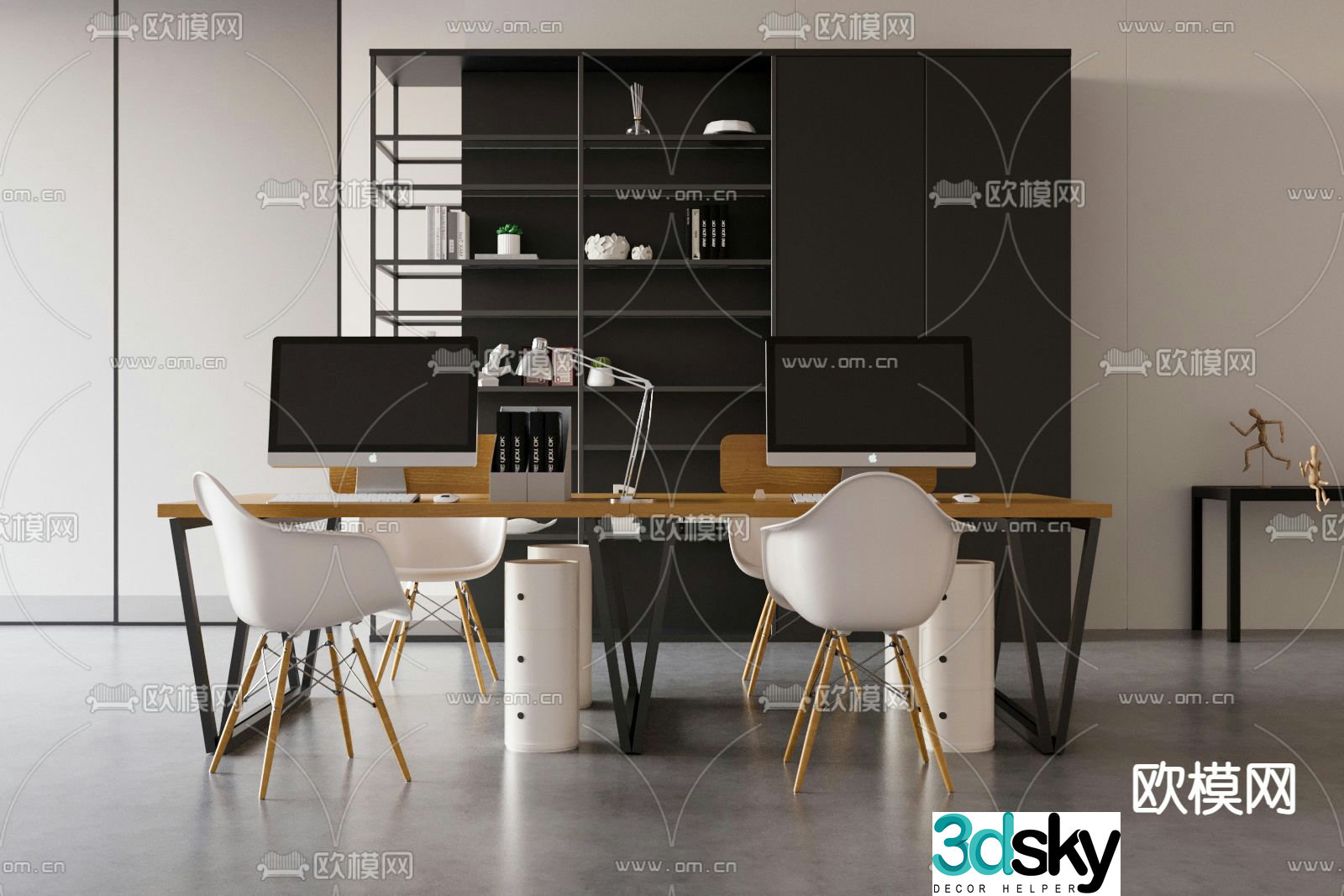 Desk post work station card position 3D model