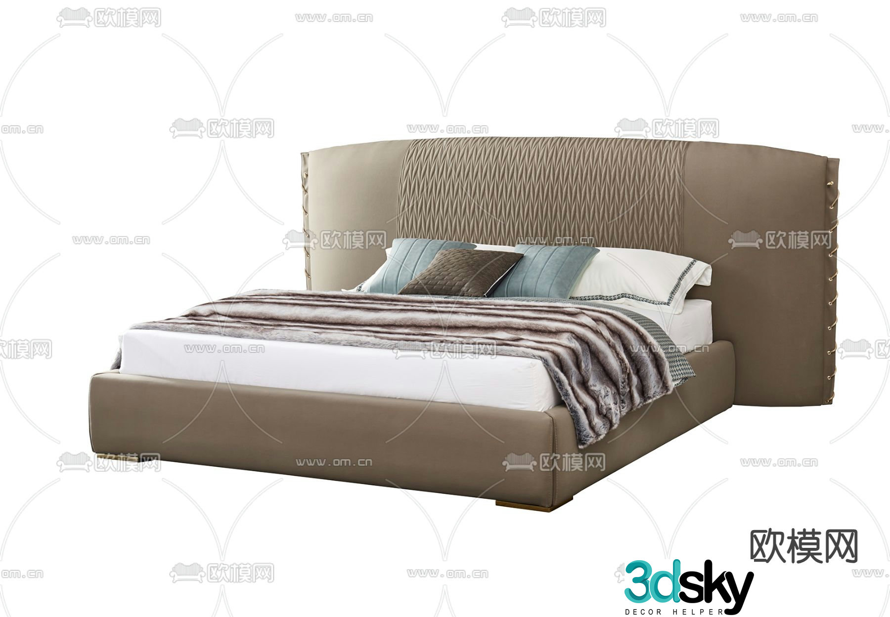 Leather double bed 3d model