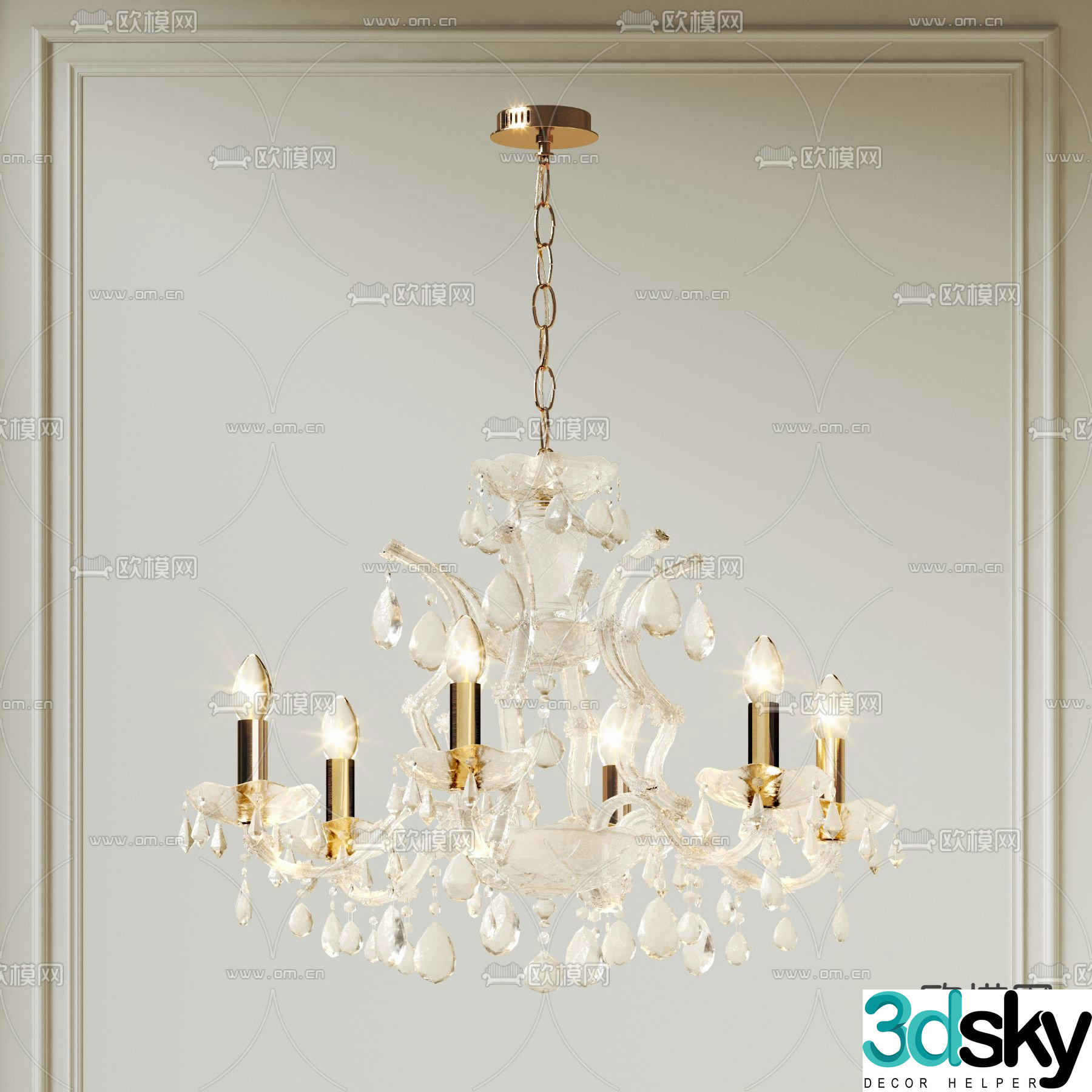 French chandelier light luxury chandelier crystal chandelier 3d model