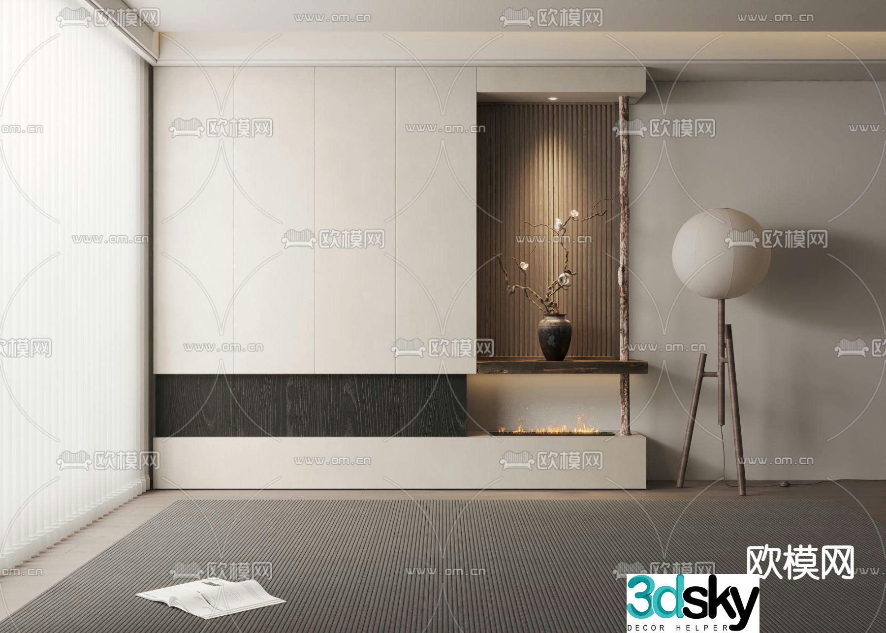 Wabi-sabi entrance cabinet partition cabinet decorative cabinet 3D model