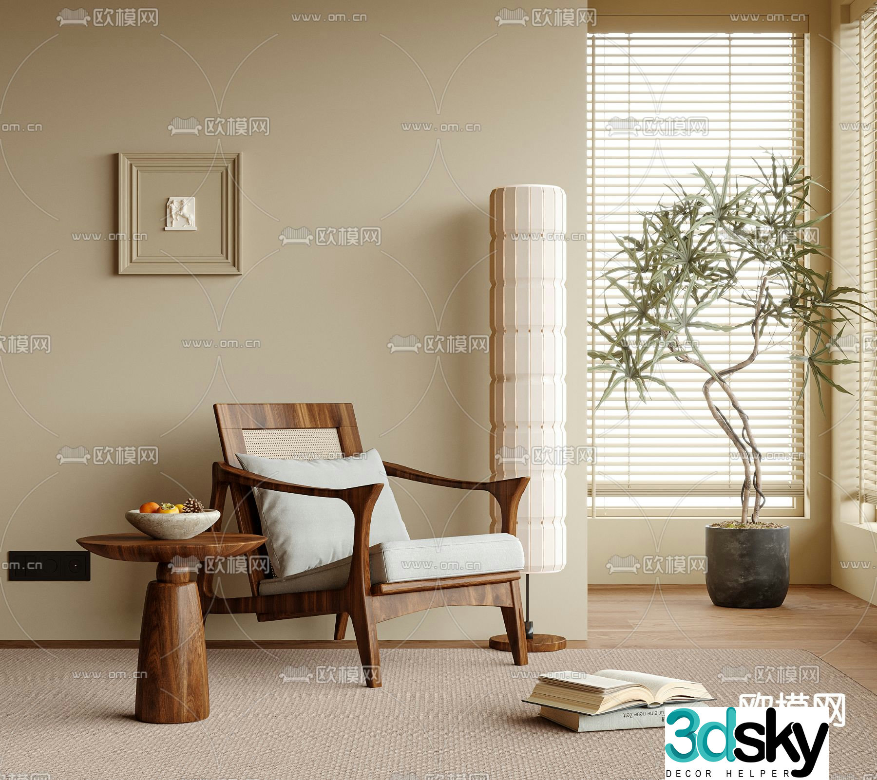 Medieval style chair leisure chair table 3d model