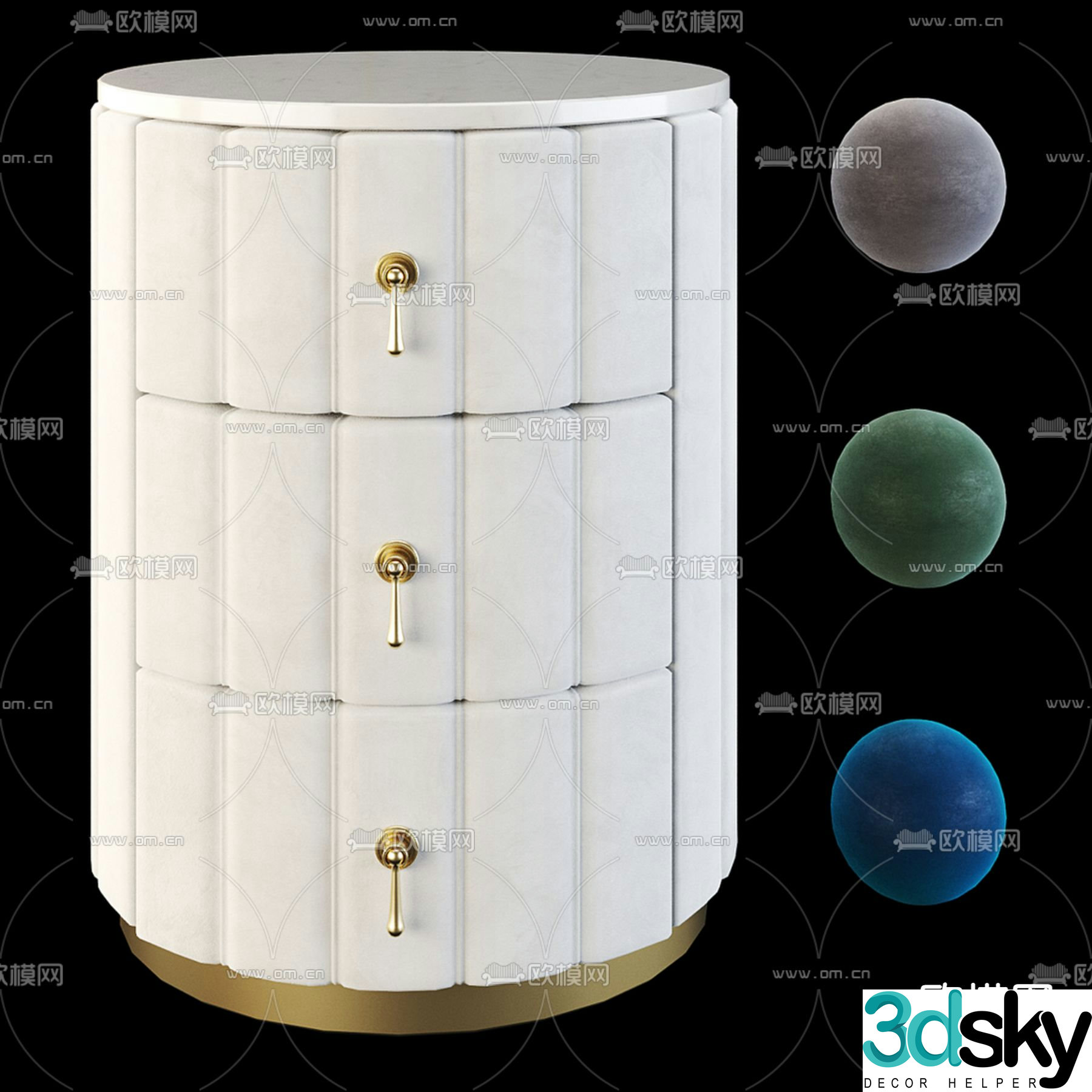 Light luxury bedside table 3D model