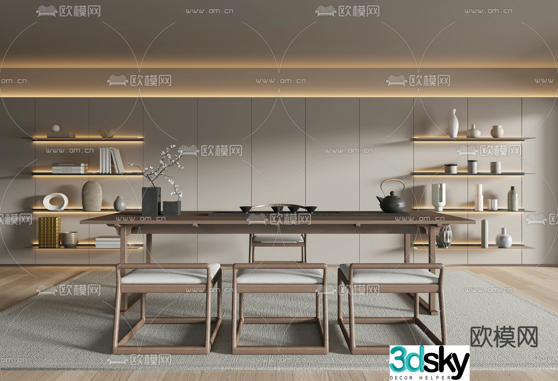 New Chinese style tea table tea table 3d model