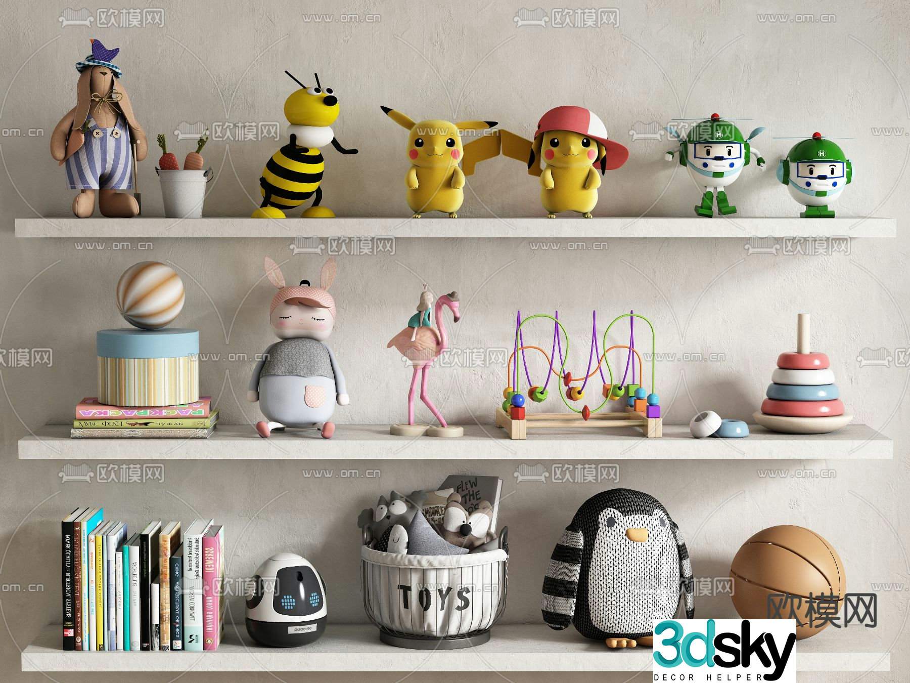 Children’s decorations ornaments toys books 3d model