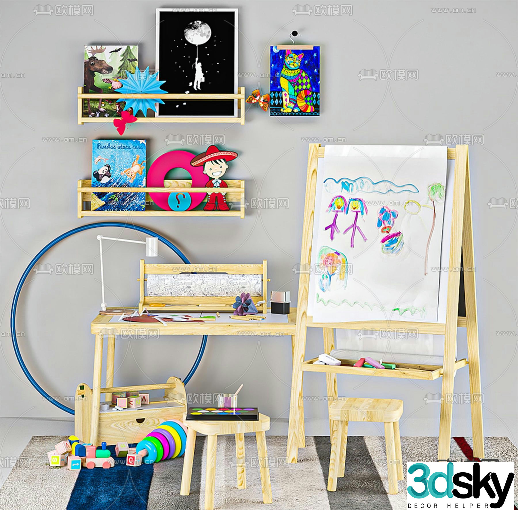 Painting tools drawing board 3d model