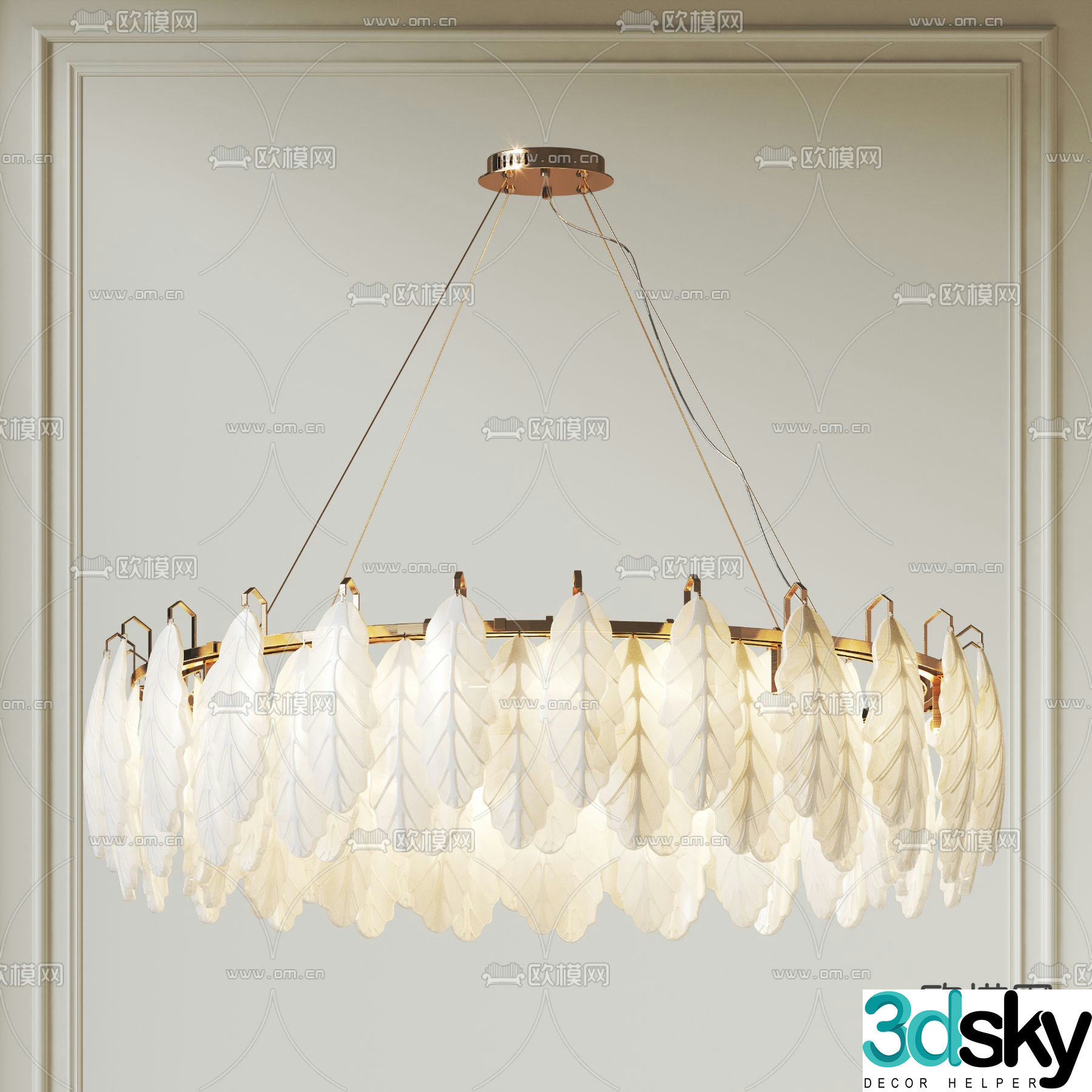 French chandelier cream style chandelier 3d model