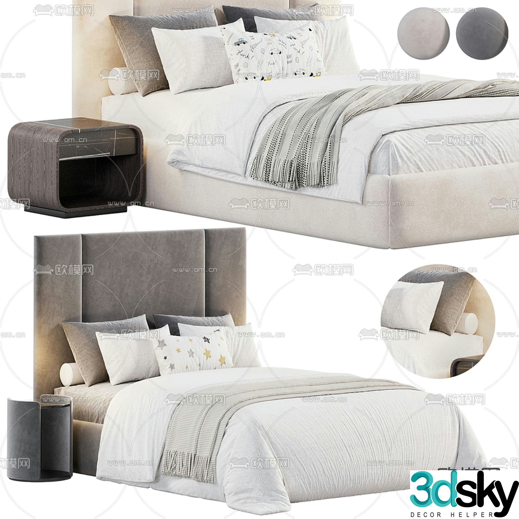 Modern double bed 3d model