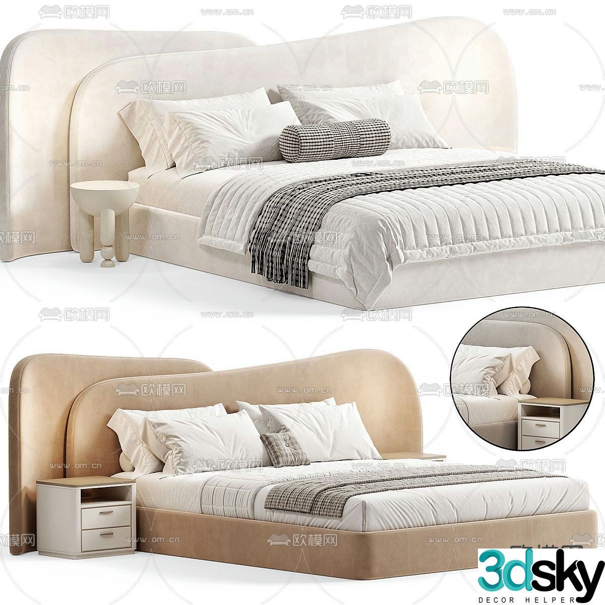 Modern double bed 3d model