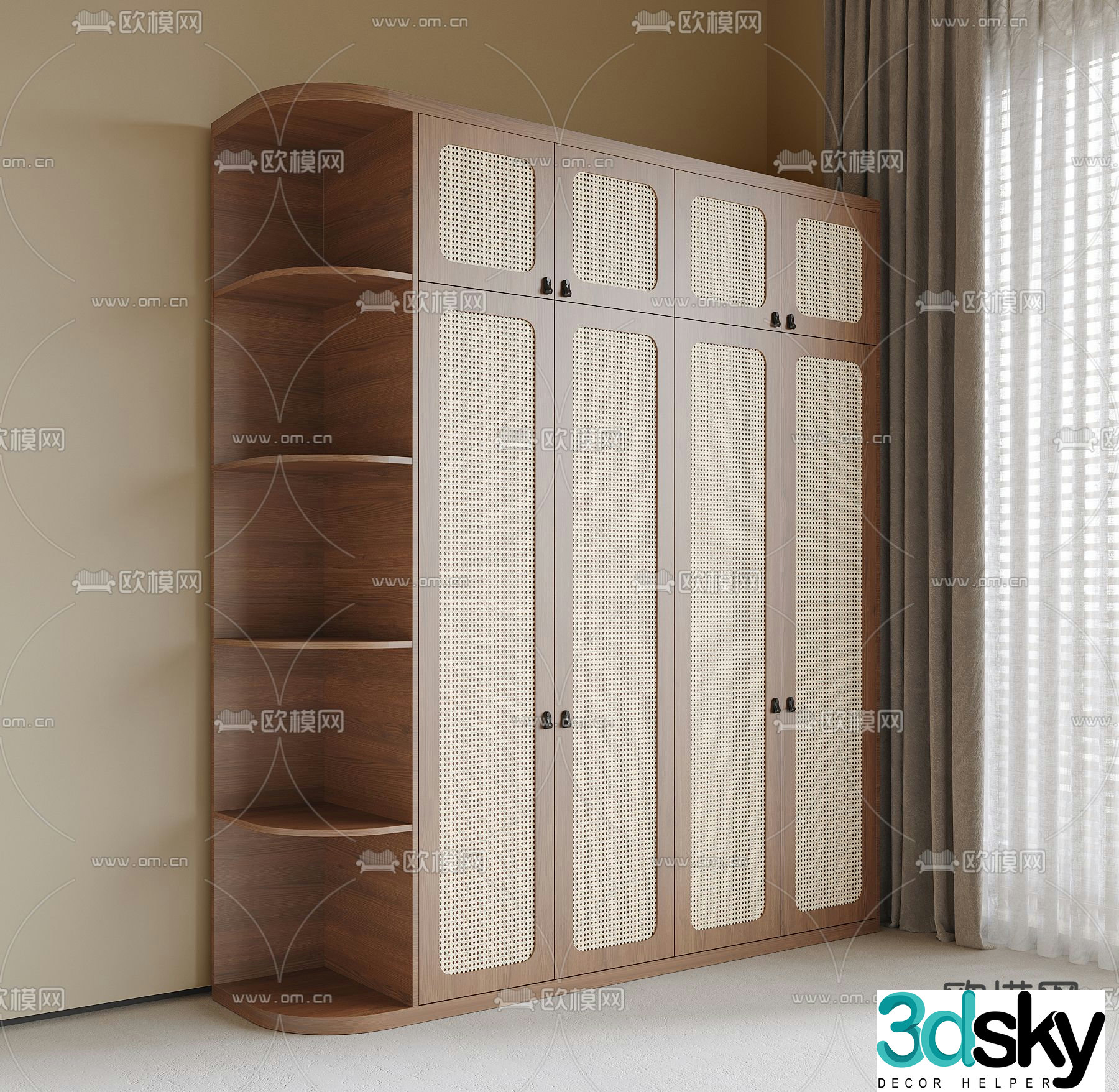 Middle-aged wardrobe wardrobe 3d model