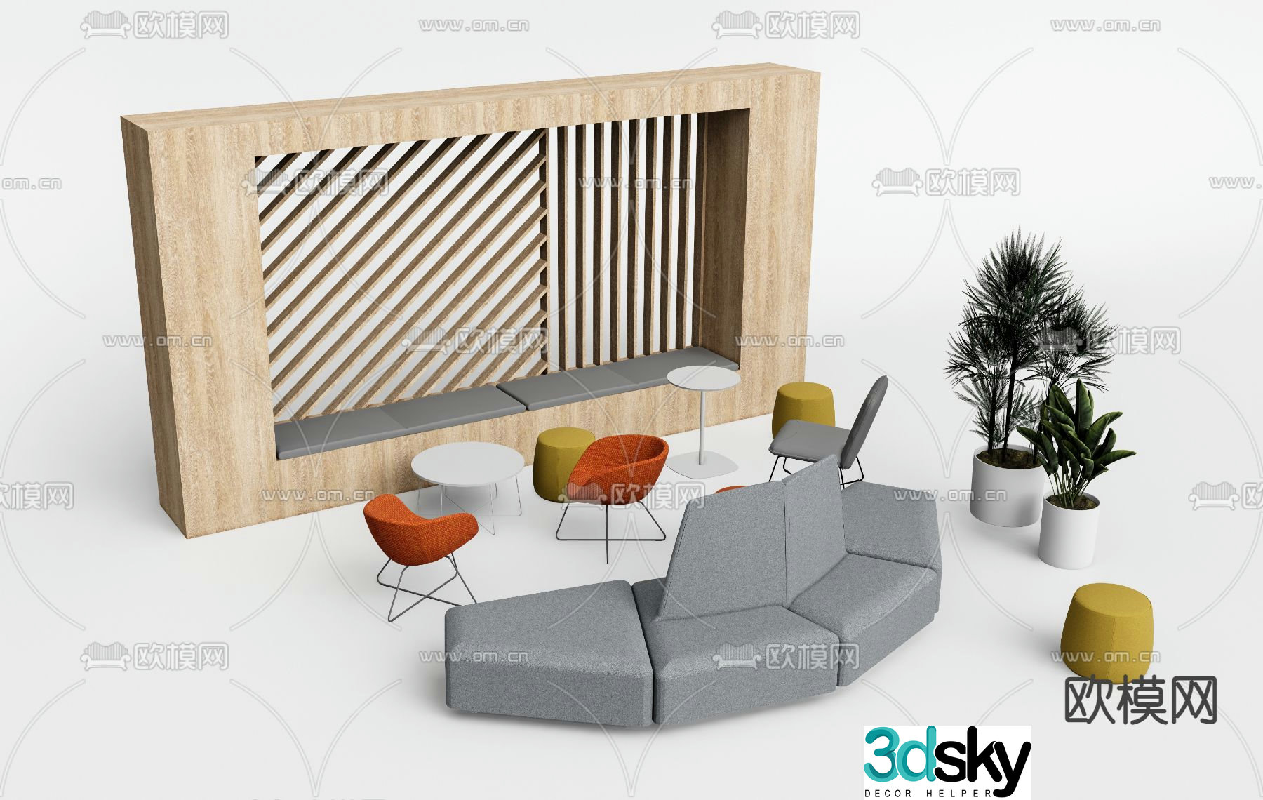 Office sofa booth sofa 3d model