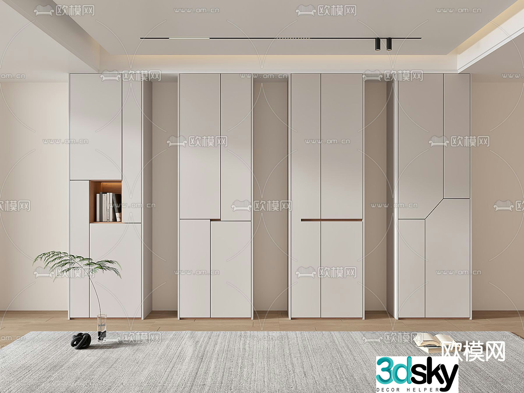 Segmented balcony cabinet storage cabinet 3d model