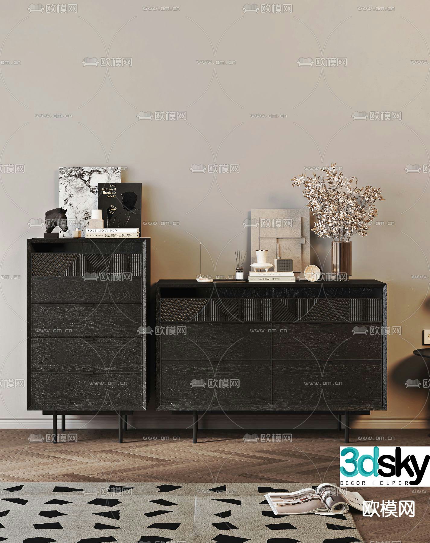 Medieval style chest of drawers 3D model