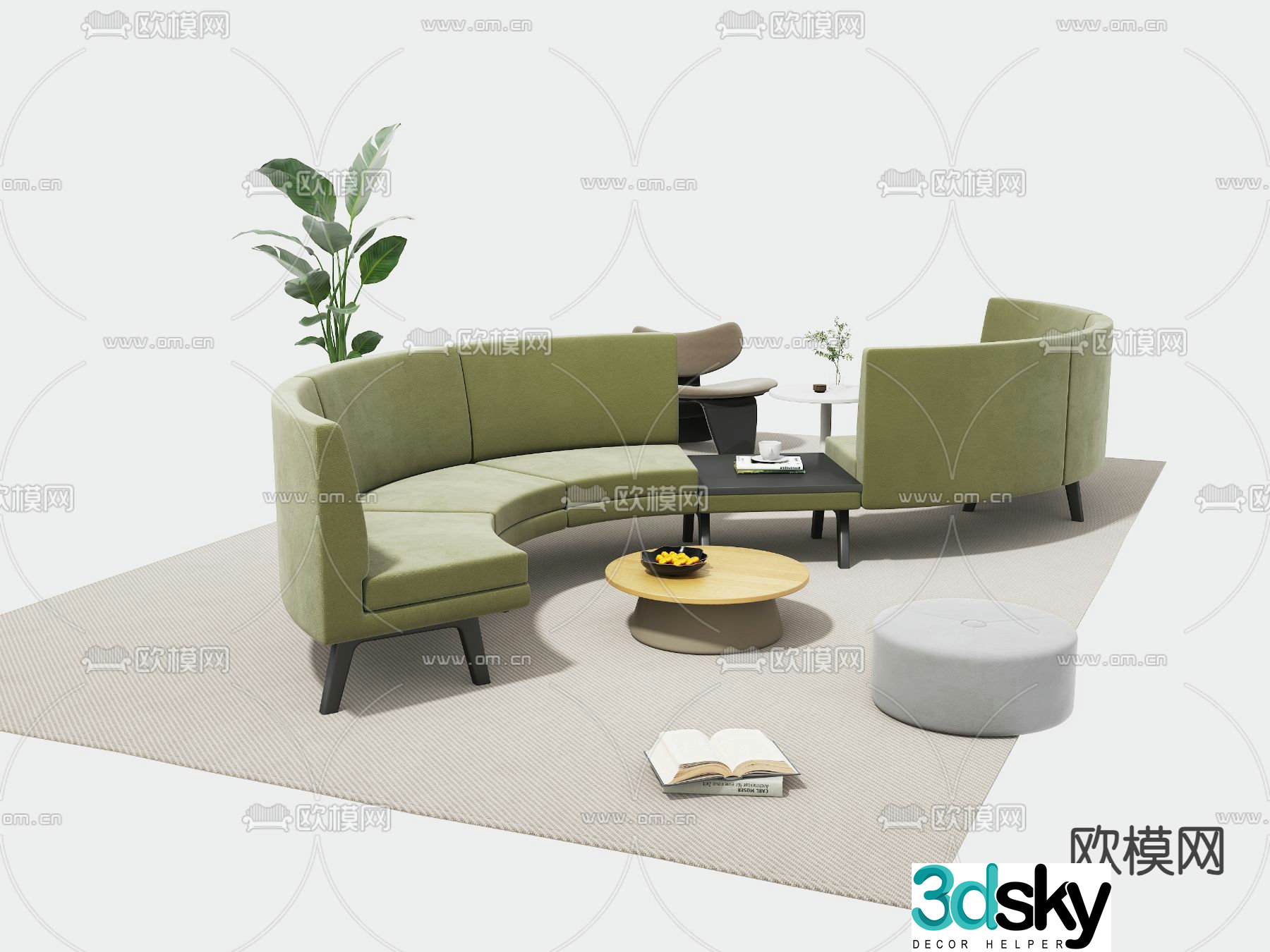 Office sofa booth sofa public sofa 3D model