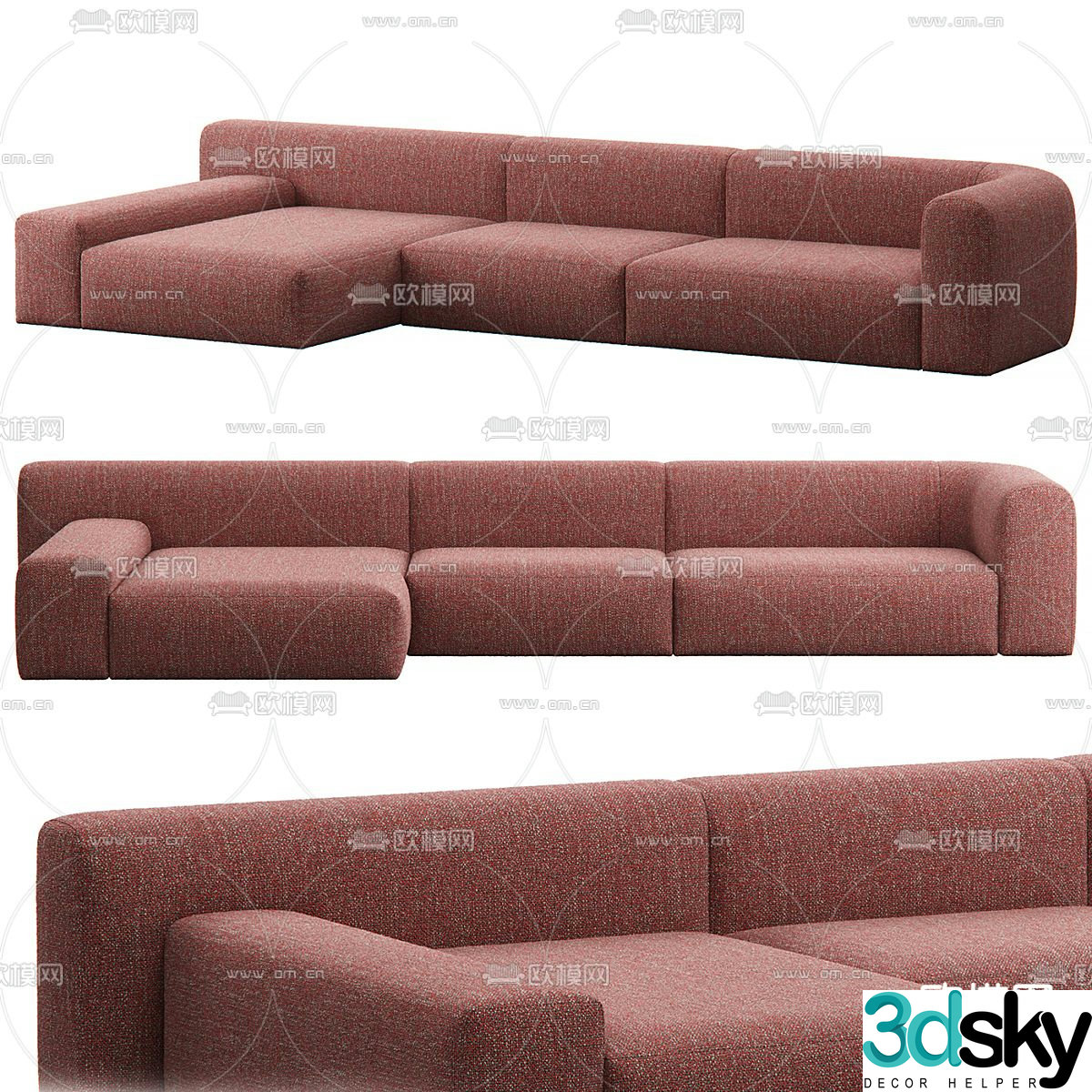 Multi-person sofa corner sofa 3d model