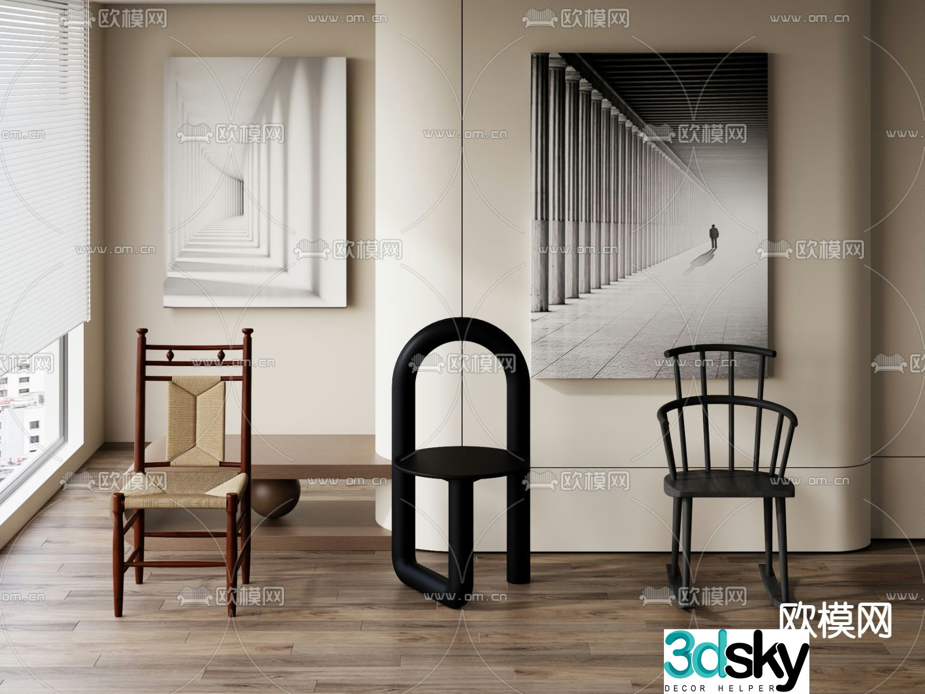 Wabi-sabi chair leisure chair 3d model