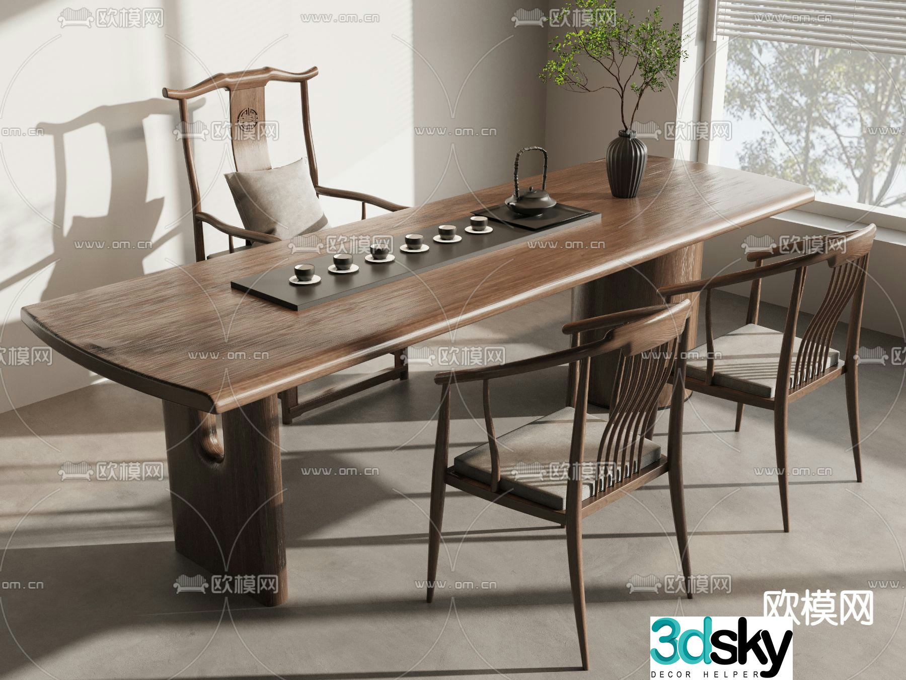 New Chinese style tea table tea table 3d model