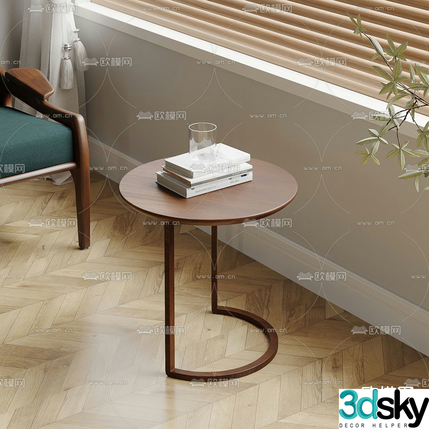Round table side table angle table 3D model