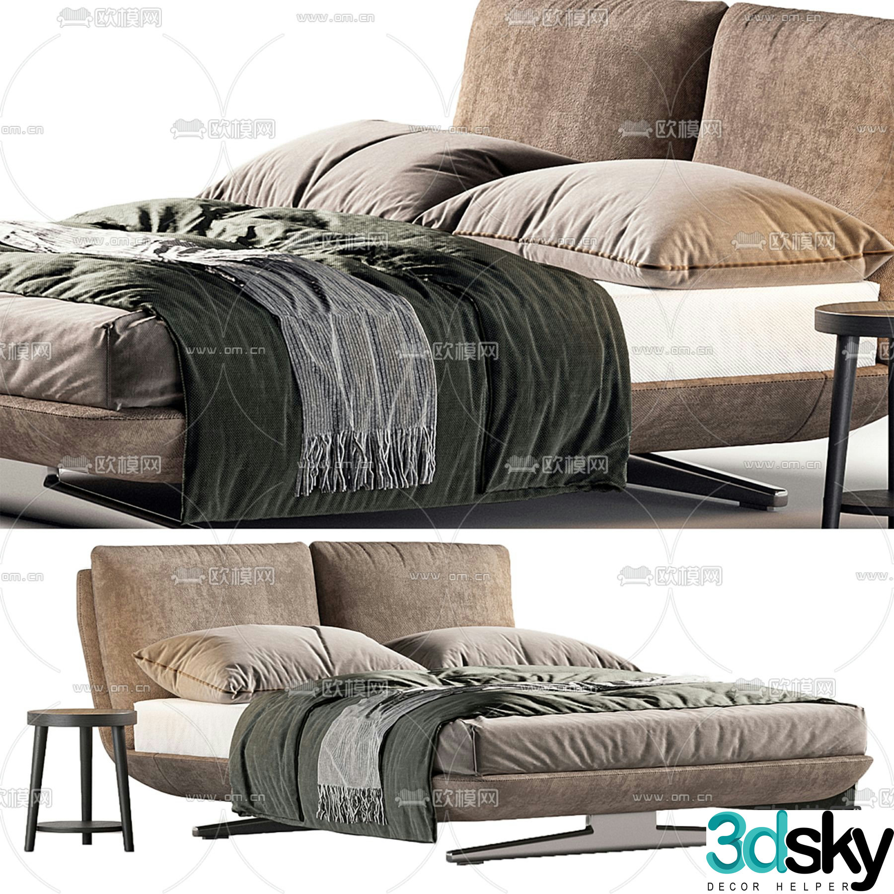 Twils double bed 3d model