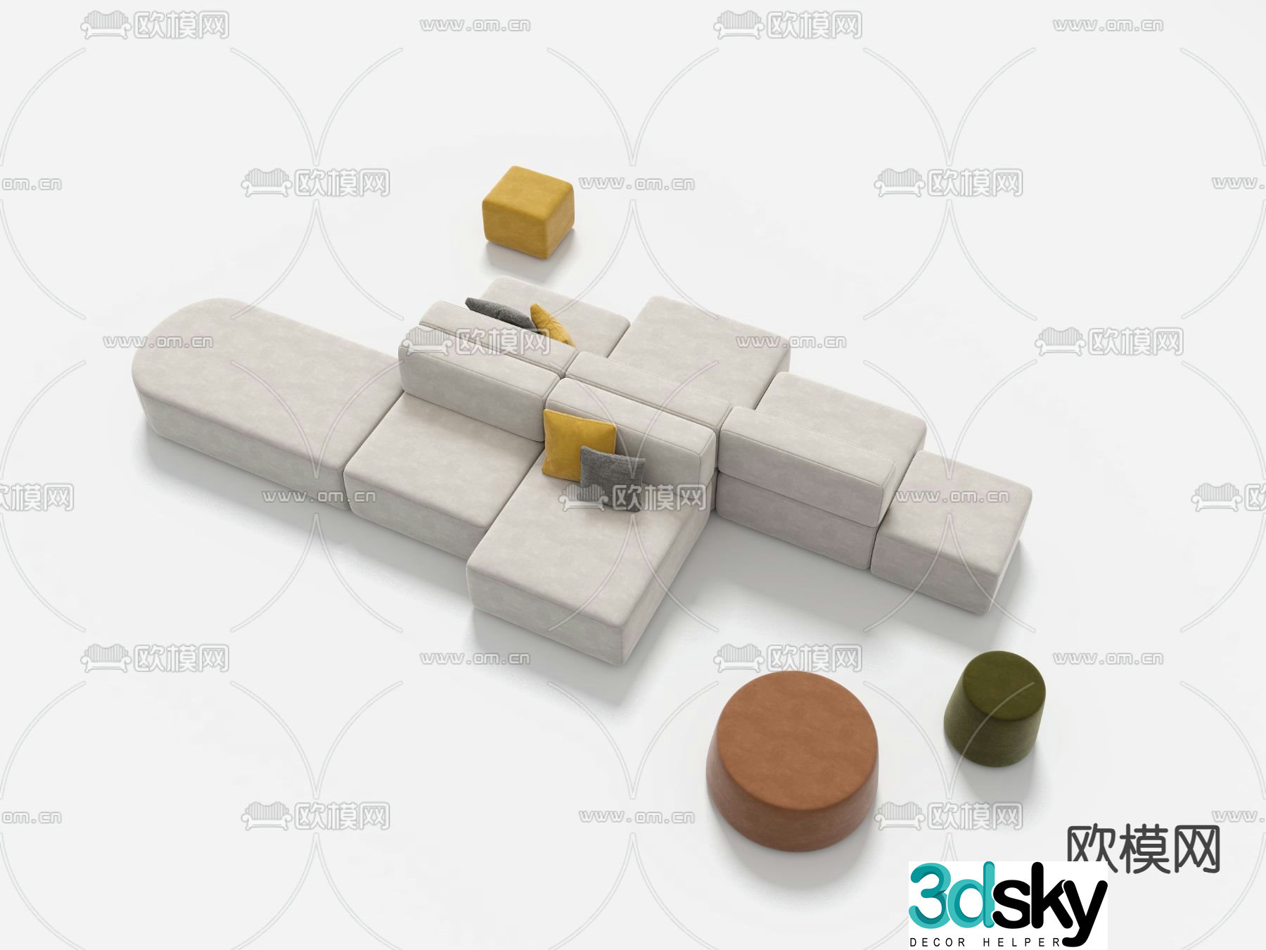 Office sofa modular sofa 3d model