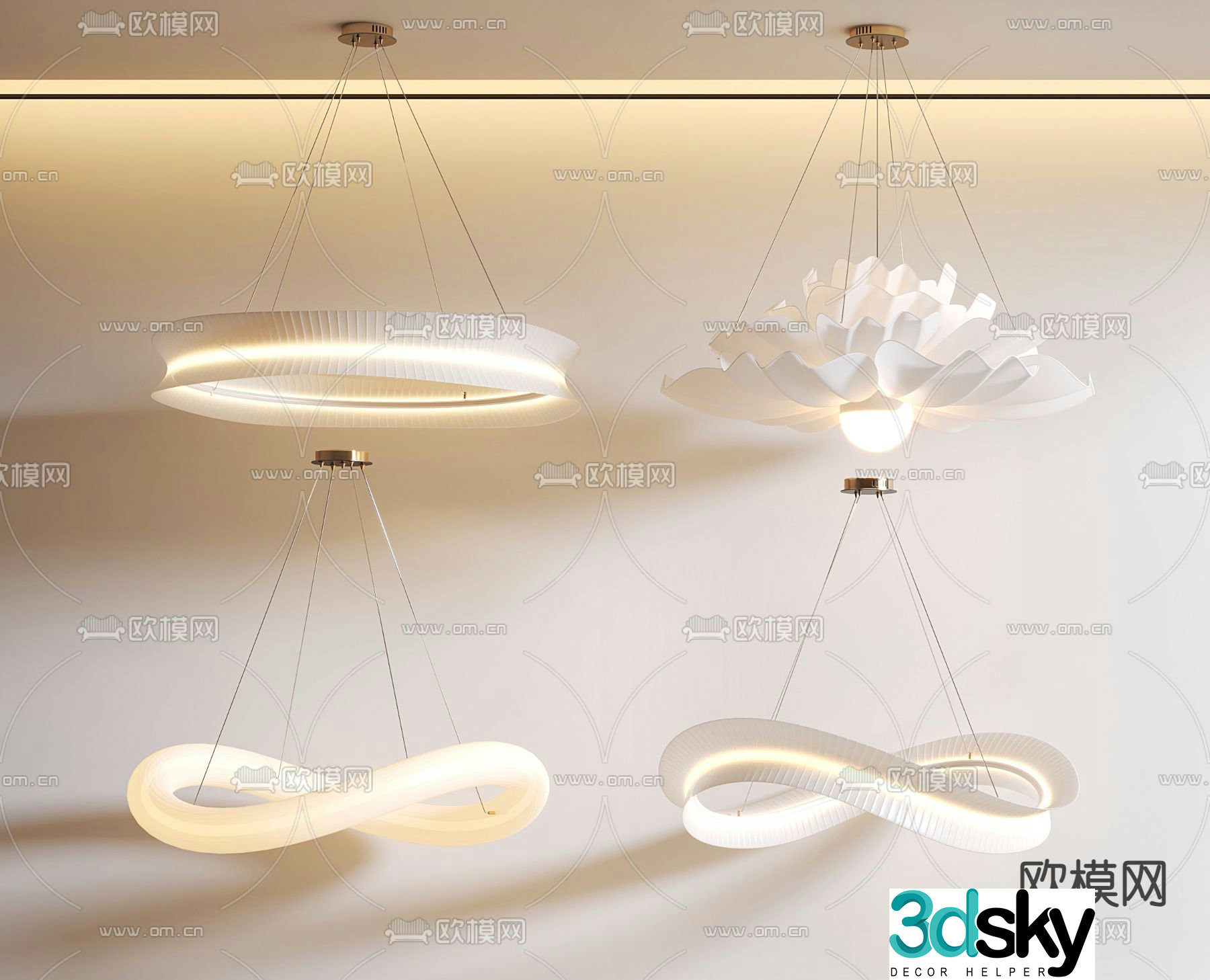 Cream style chandelier hall chandelier 3d model