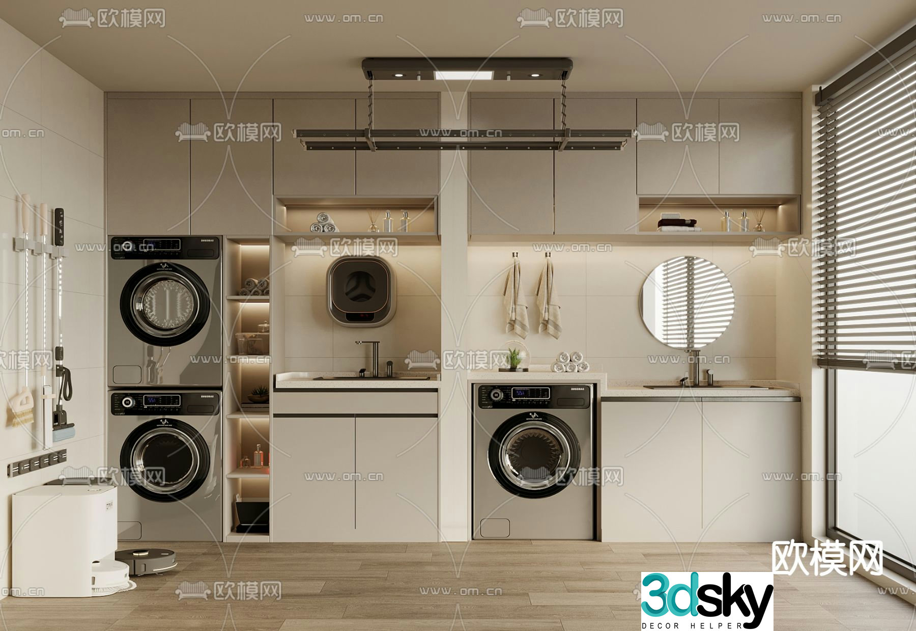 Bathroom cabinet washing machine cabinet 3d model