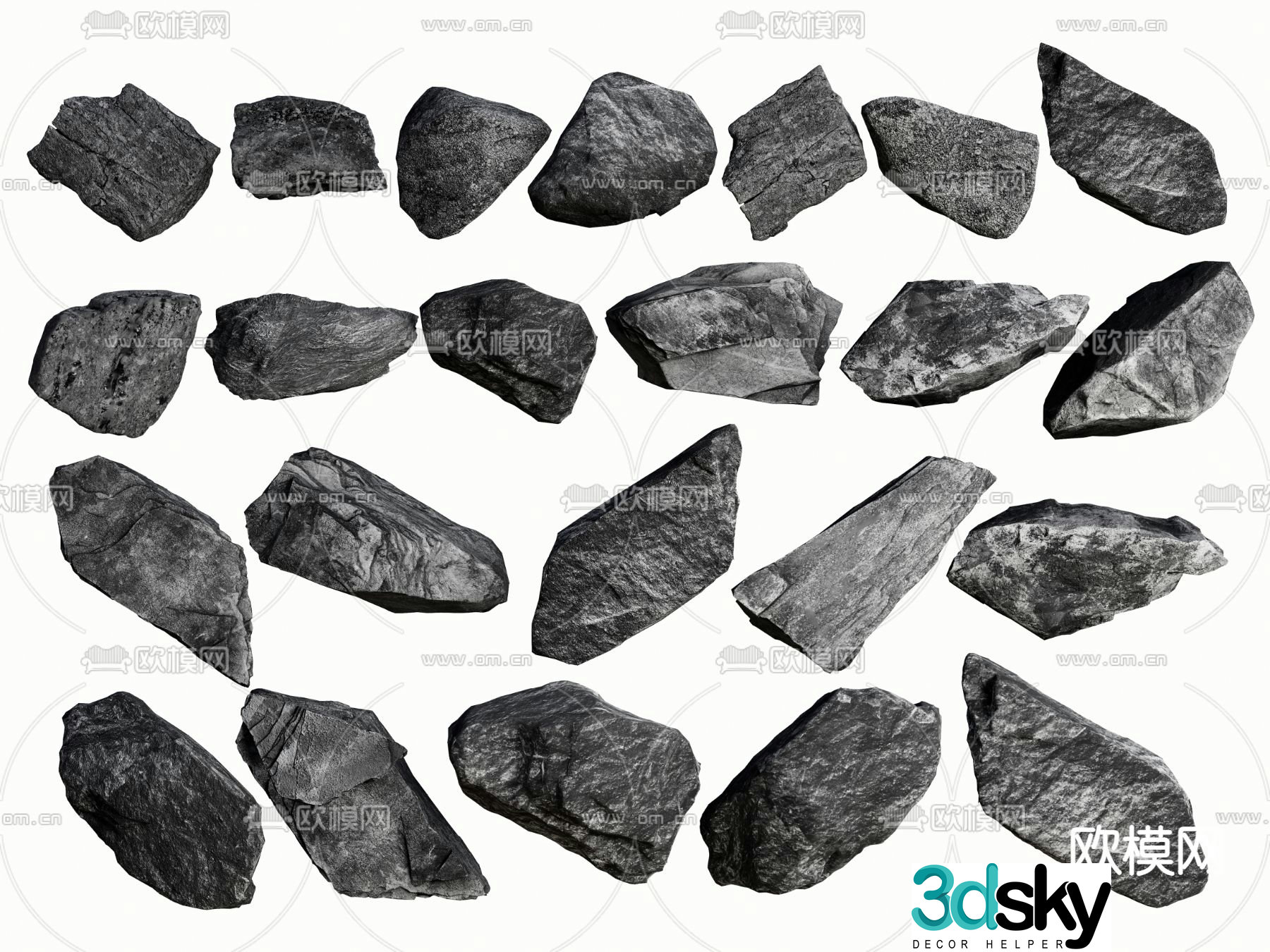 Courtyard stones landscape stones paving stones 3D model