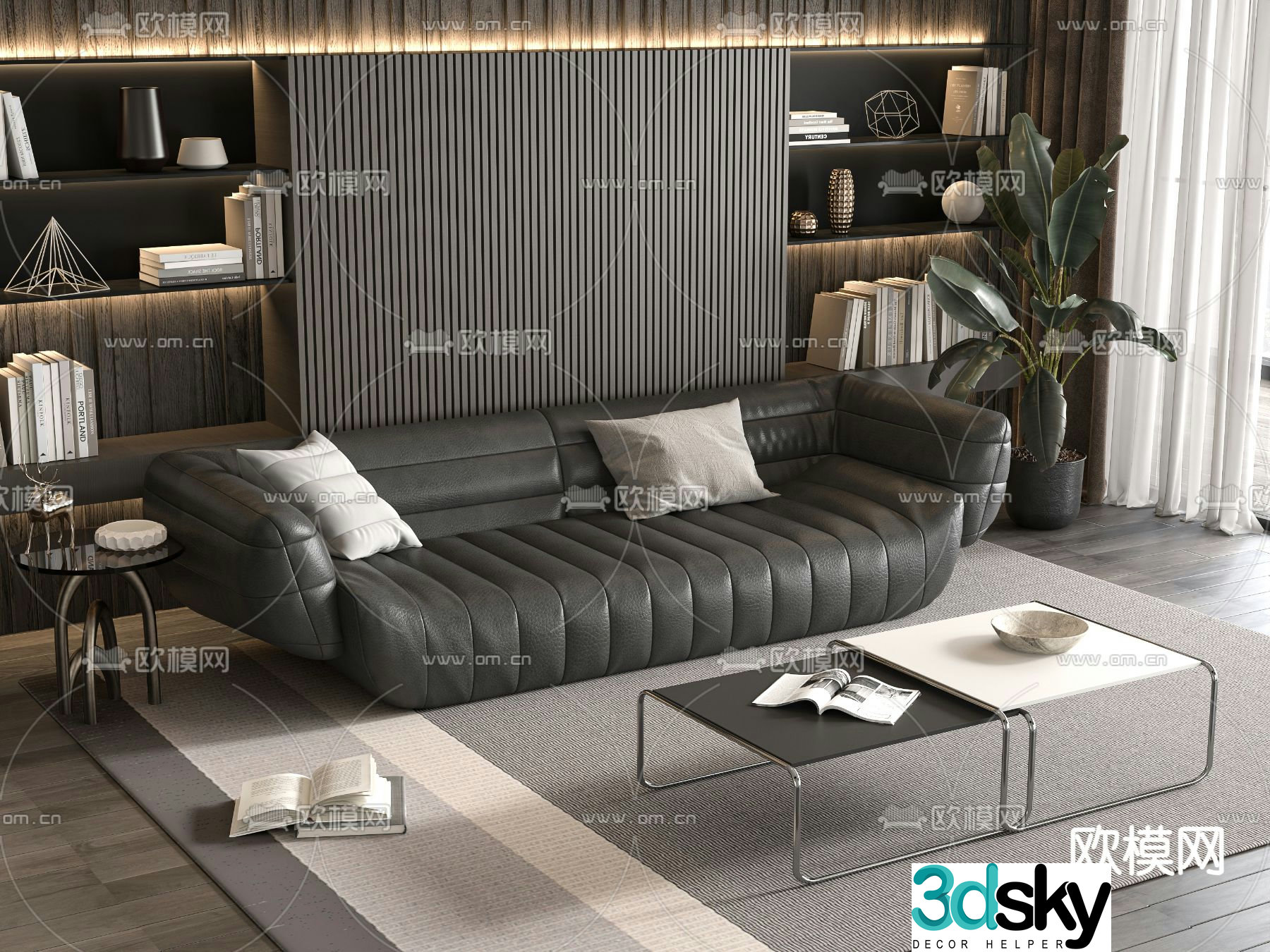 leather sofa loveseat 3d model