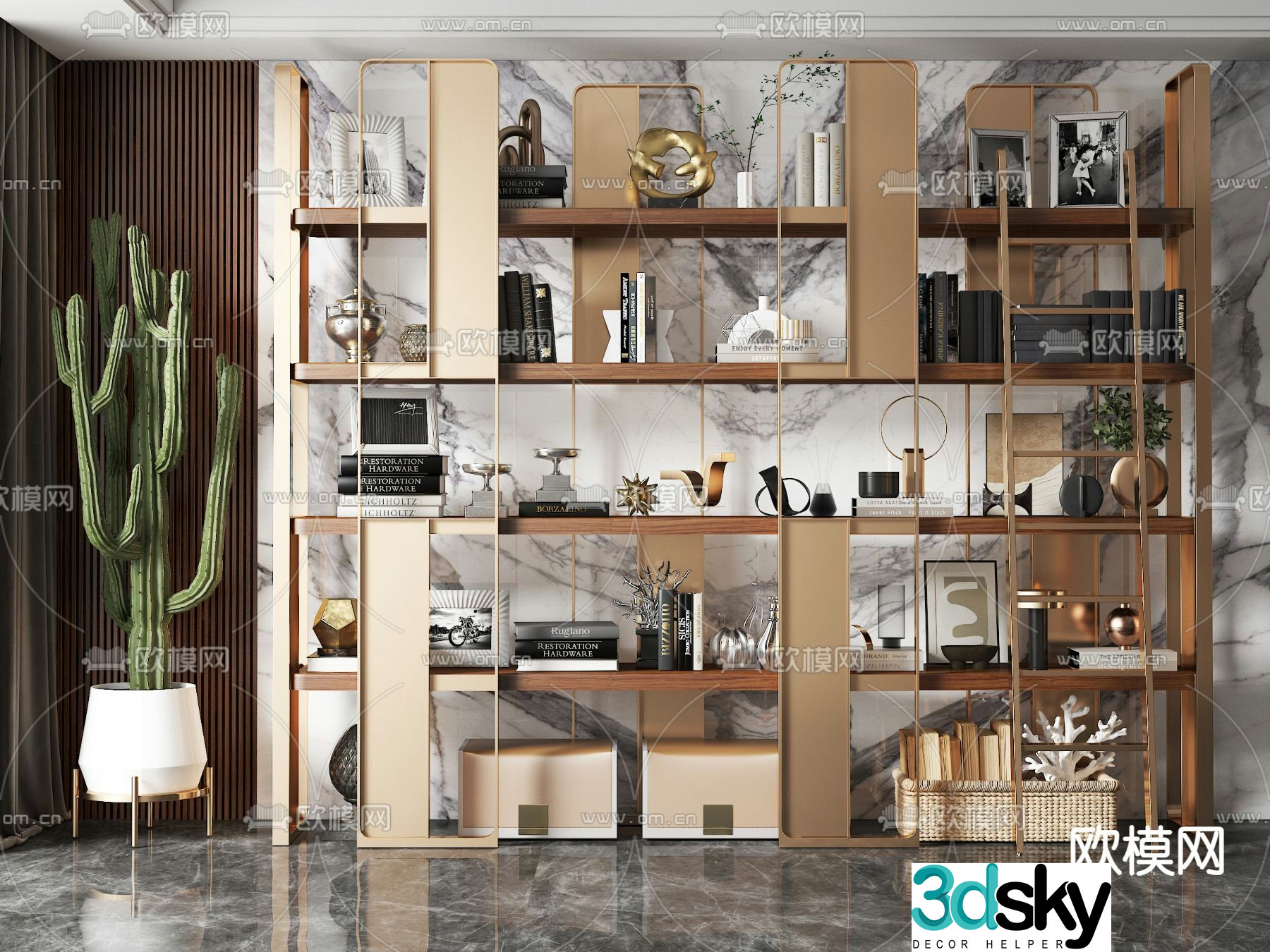 Light luxury decorative cabinet storage rack display rack 3D model