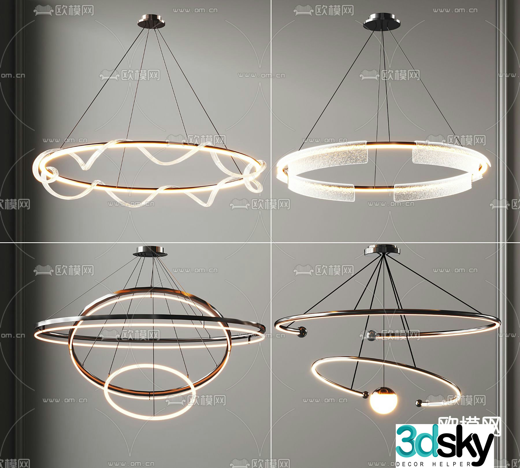 Ring chandelier hall chandelier 3d model