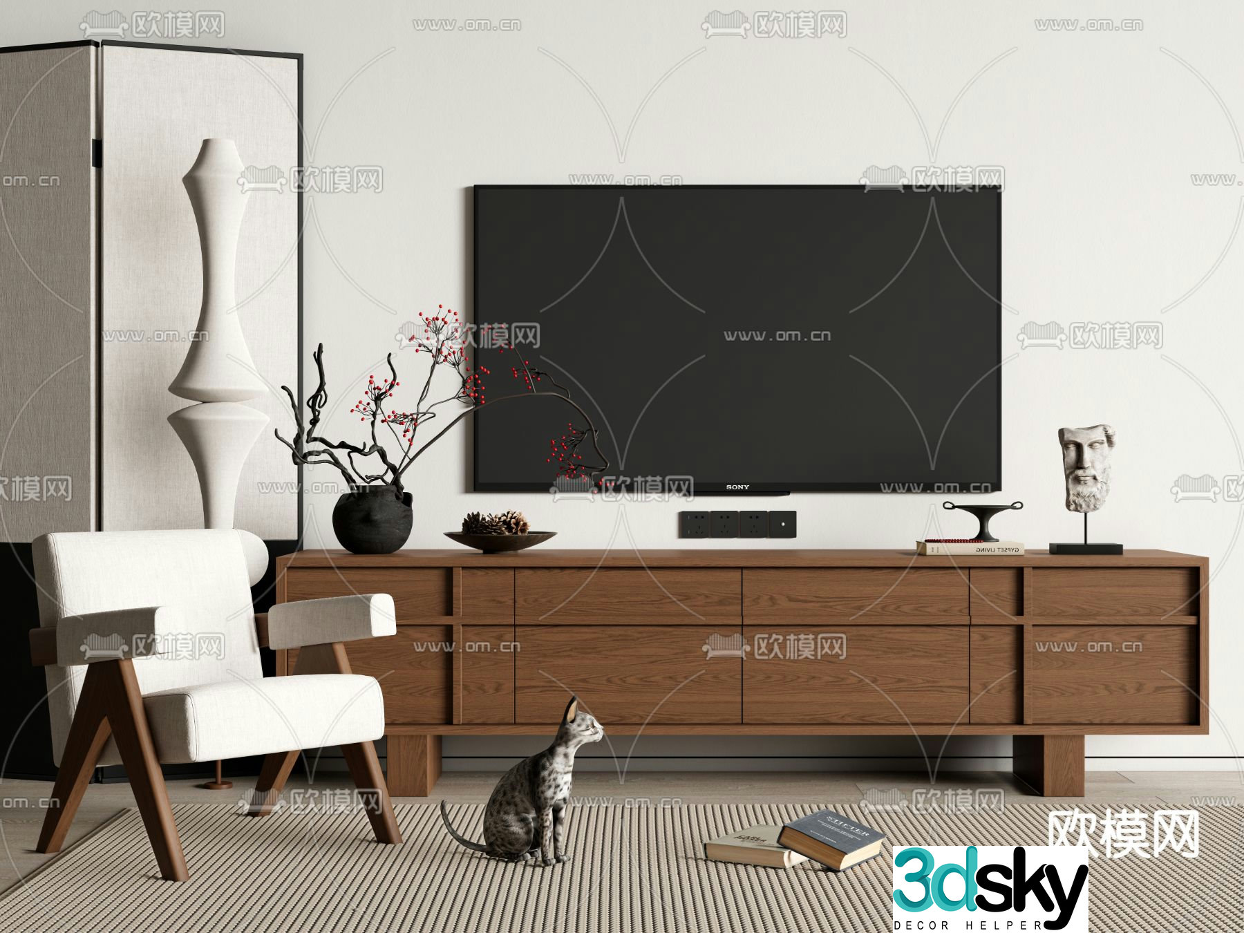 Medieval style TV cabinet 3D model