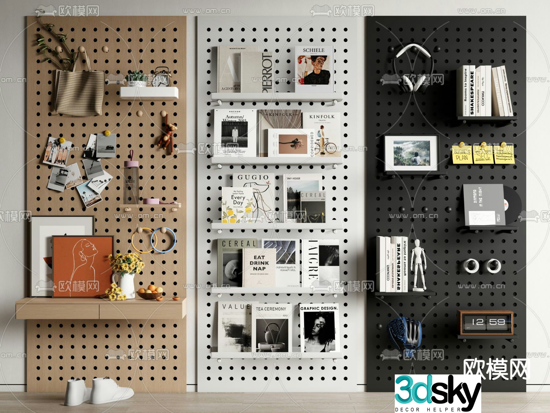 Hole board wall decorative board shelf hanging decoration 3D model