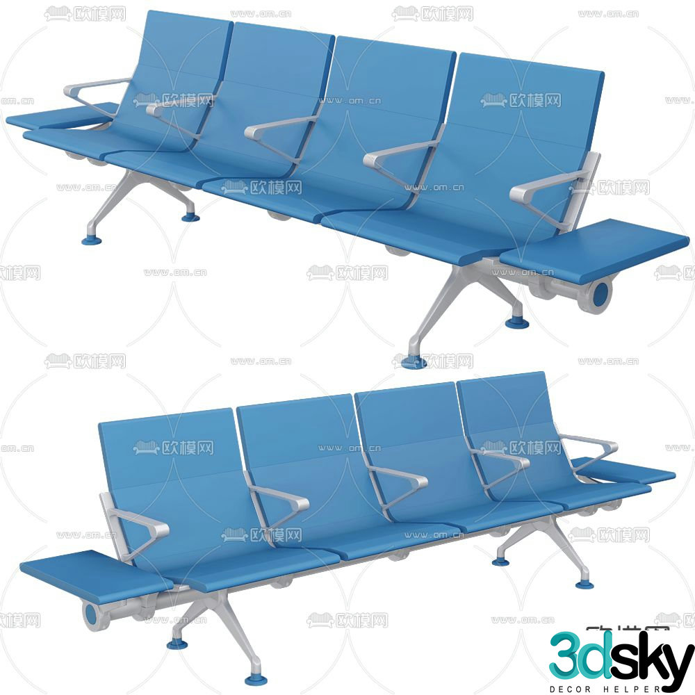 Public chair row chair waiting chair 3d model