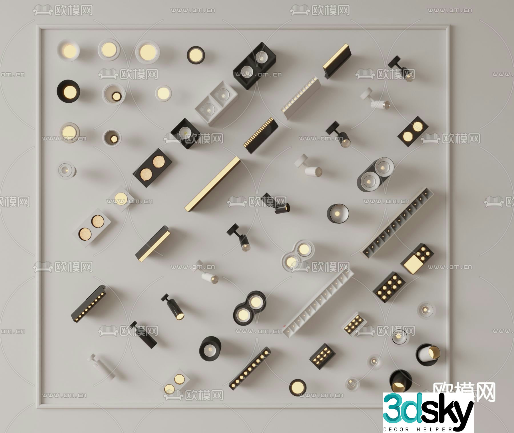 Magnetic light downlight spotlight track light bold lamp 3D model