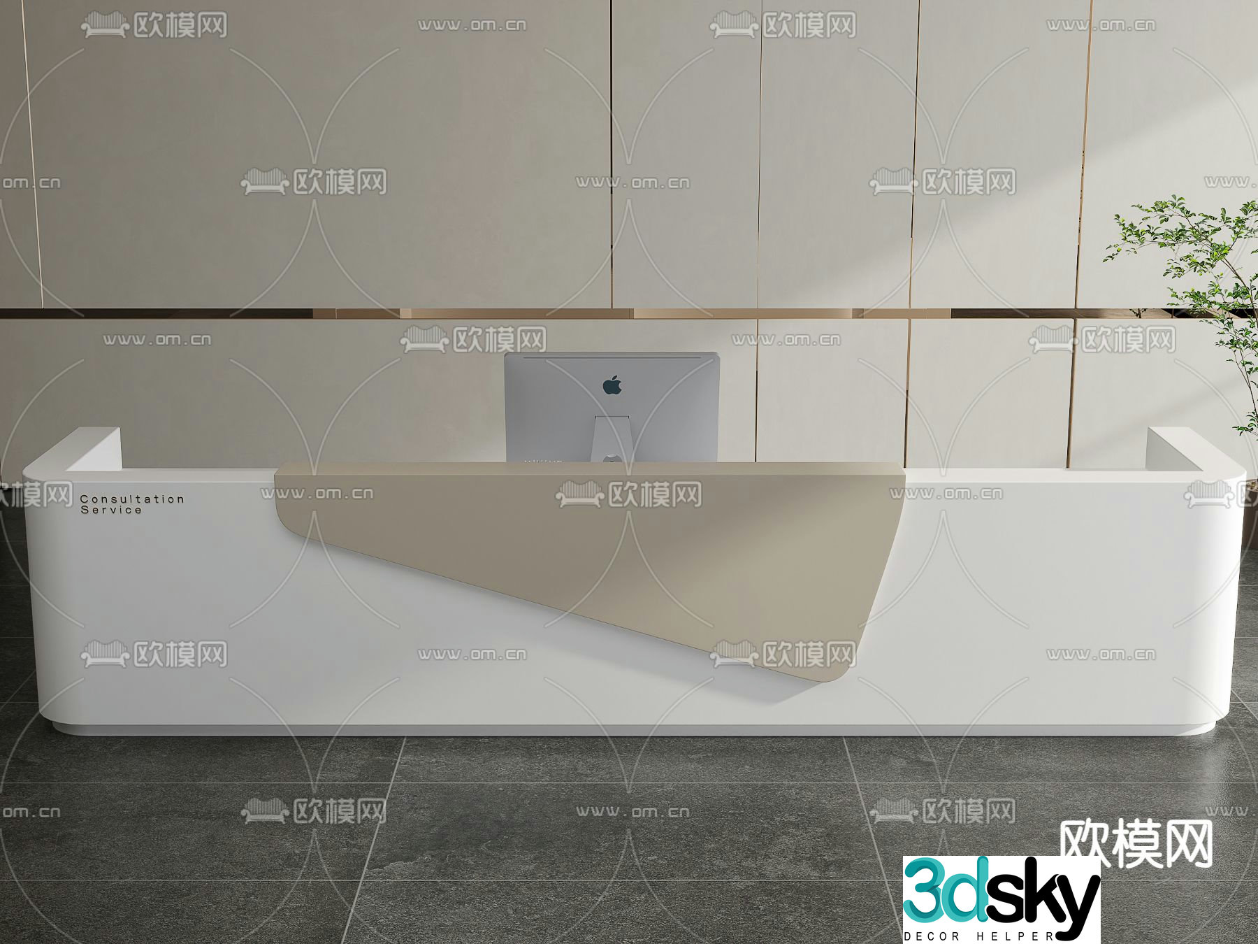 Front desk service desk reception desk 3d model