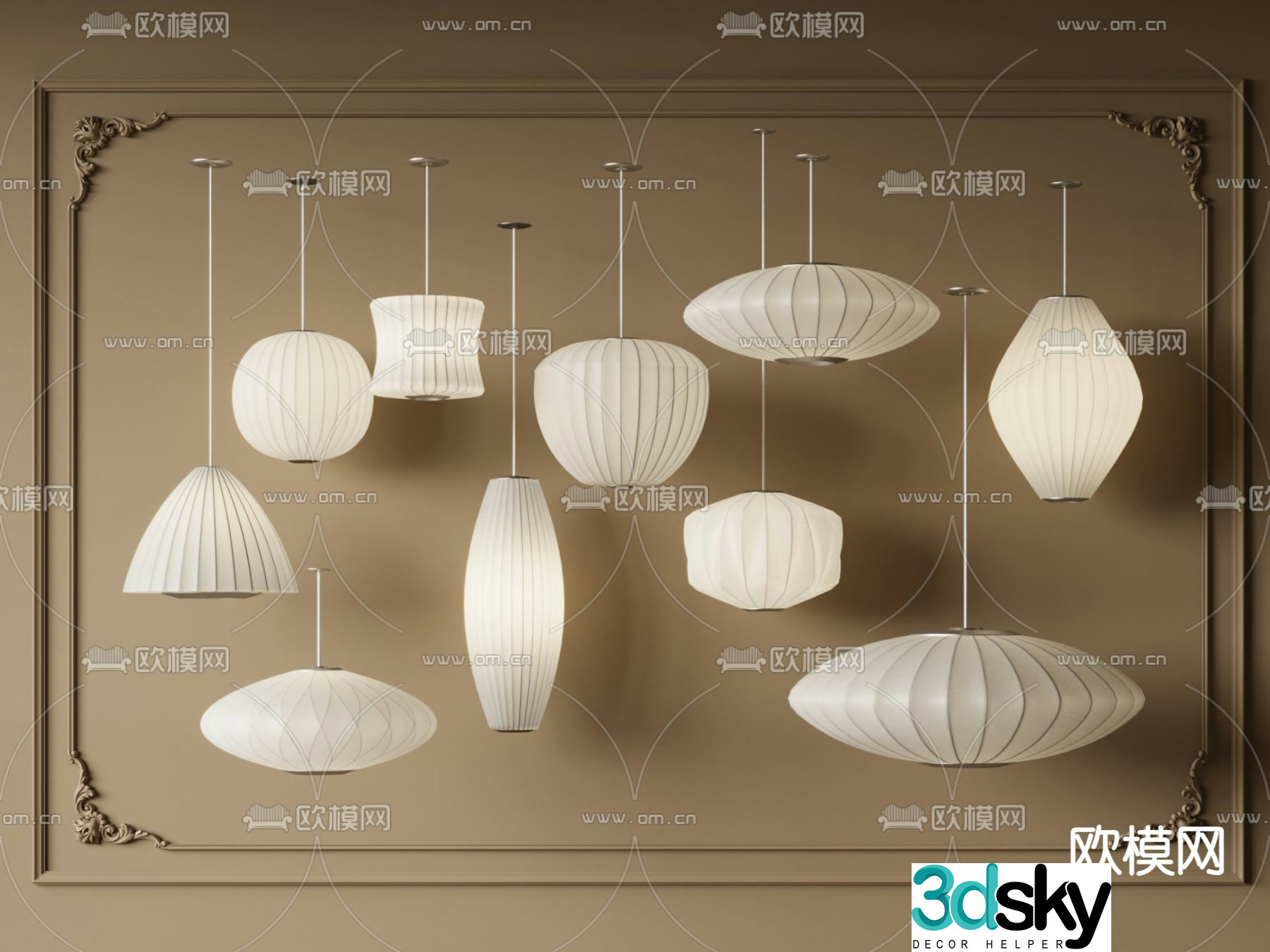 wabi-sabi chandelier lantern chandelier 3d model