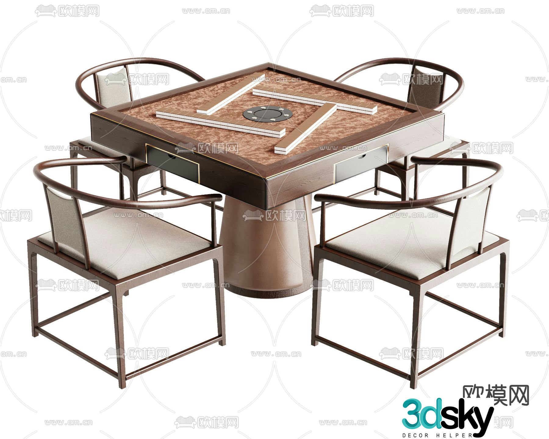New Chinese style mahjong table 3d model