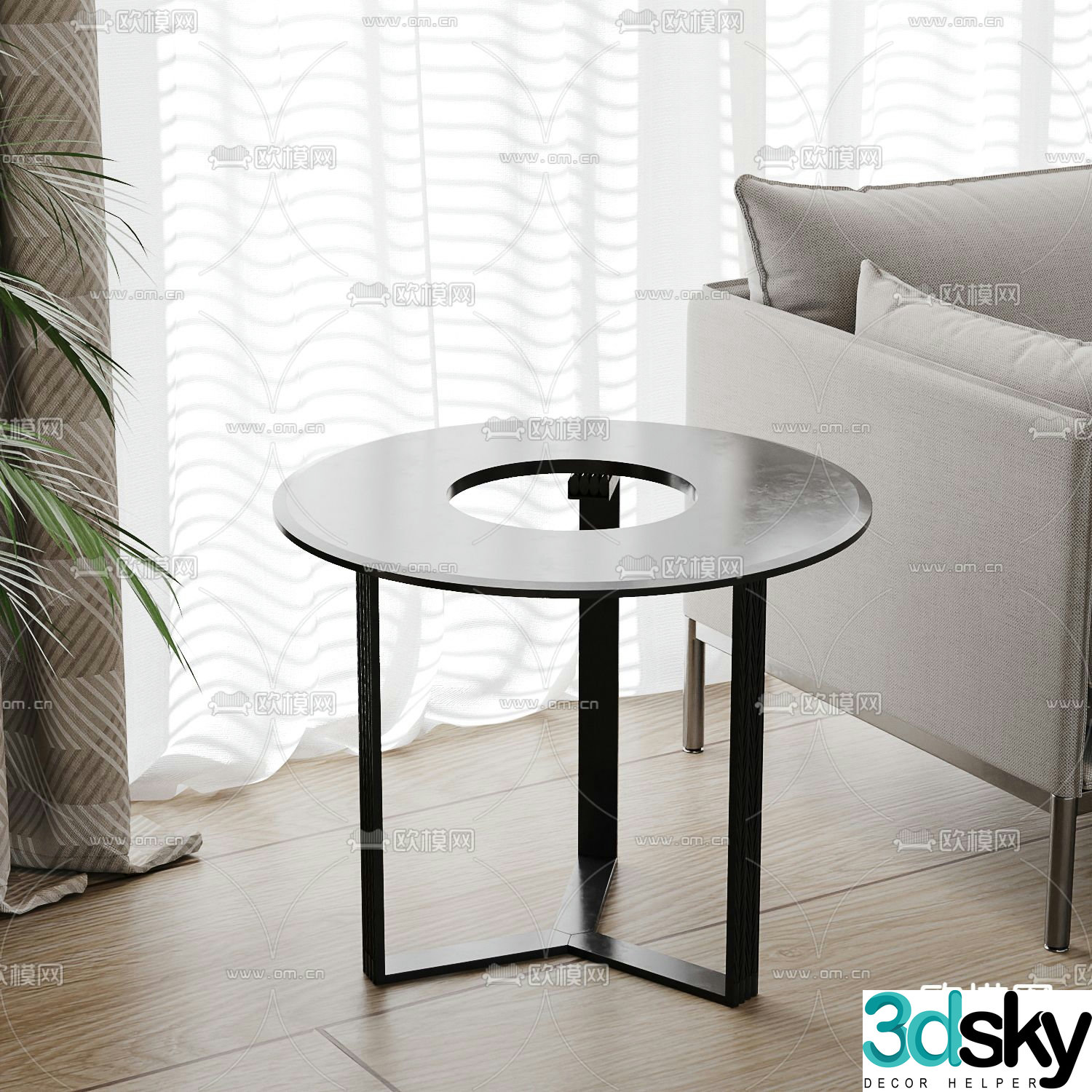 Modern round table side table angle table 3D model