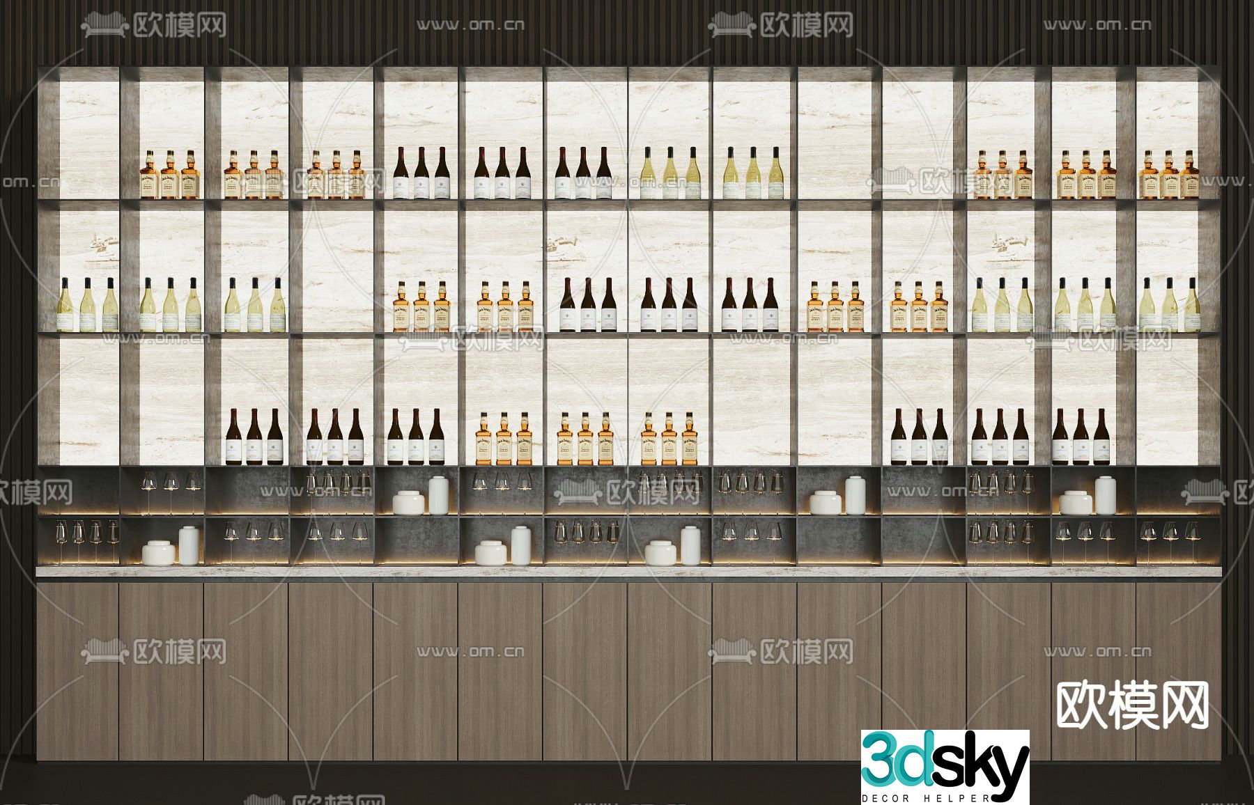 Modern wine cabinet wine rack 3d model