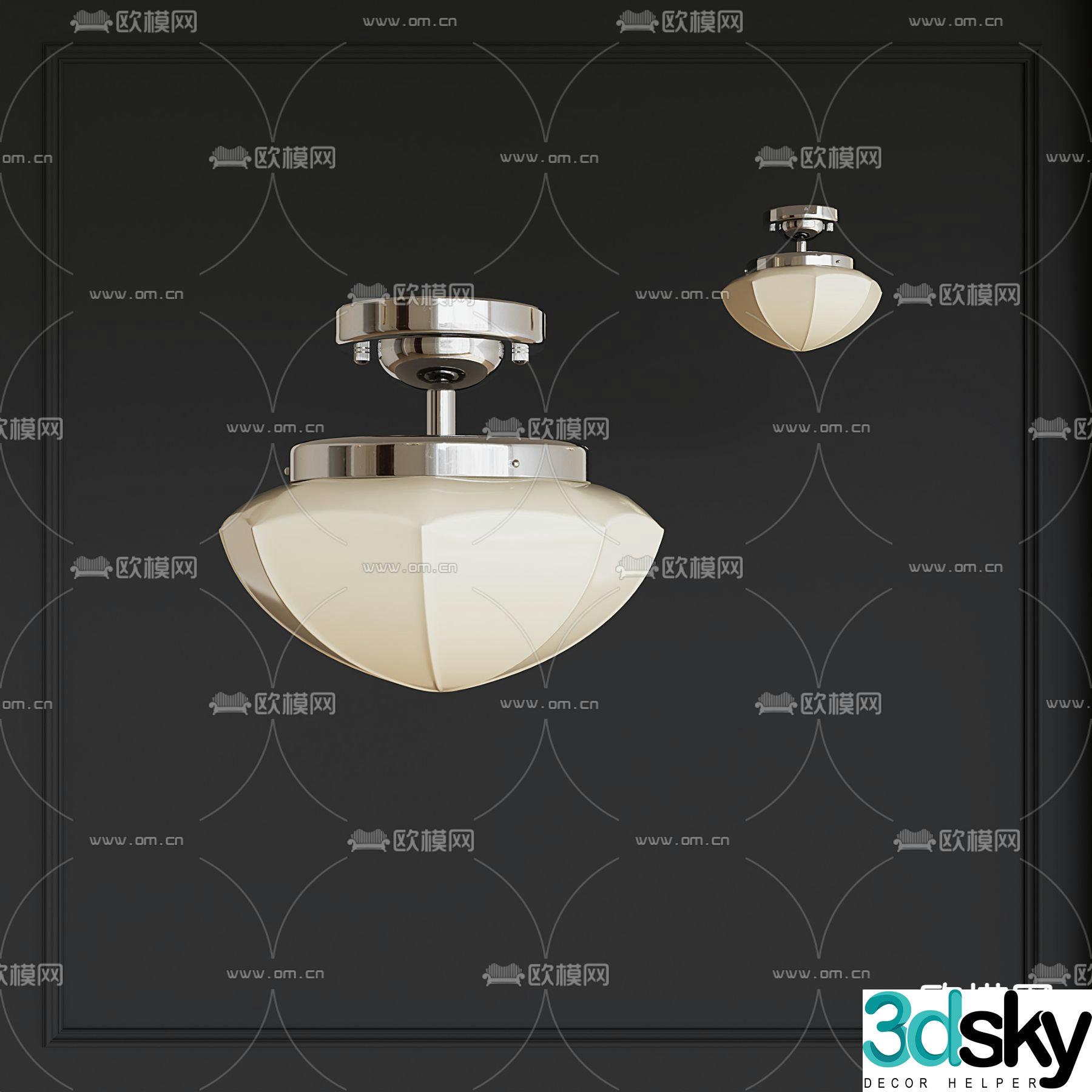 French ceiling light 3D model