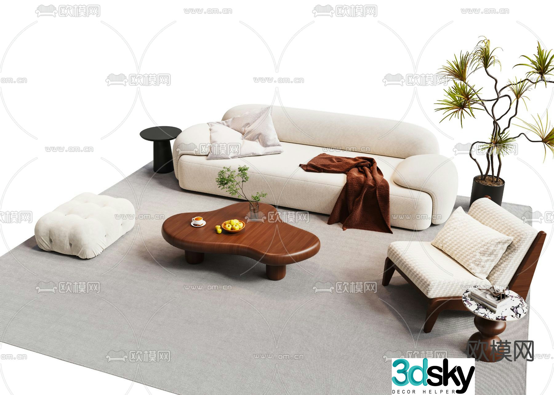 Wabi Sabi modular sofa 3d model