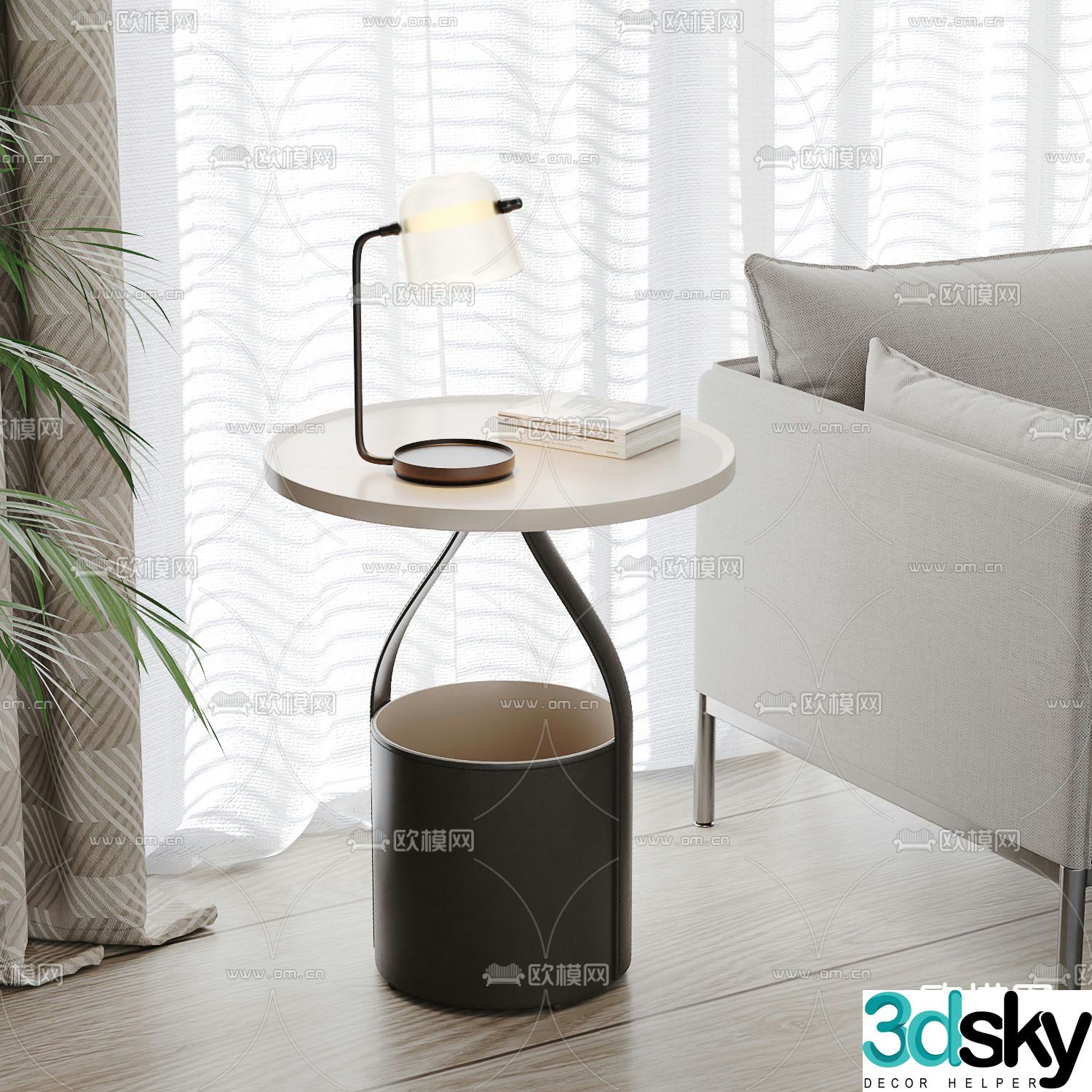 Modern round table side table angle table 3D model