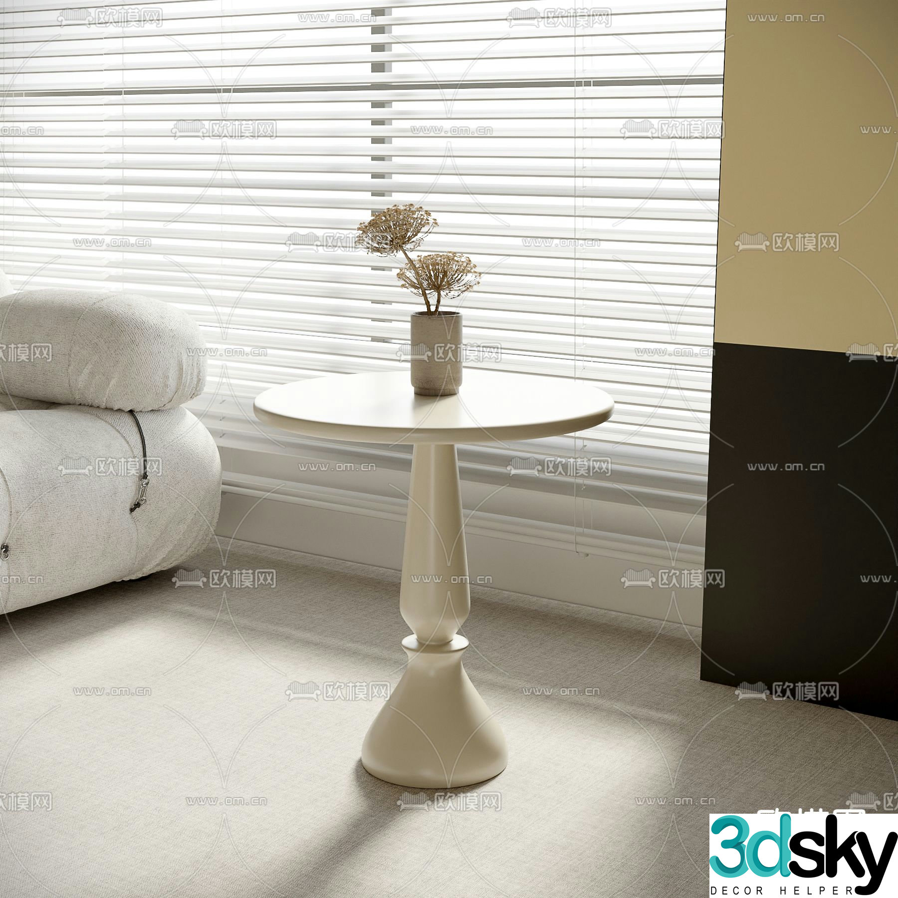 Round table side table angle table 3D model