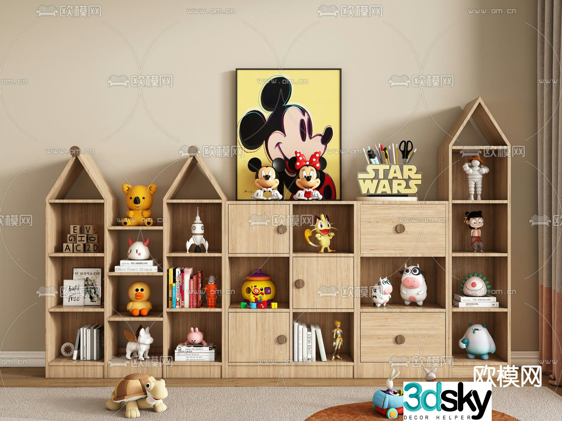 Children’s bookcase toy cabinet 3d model