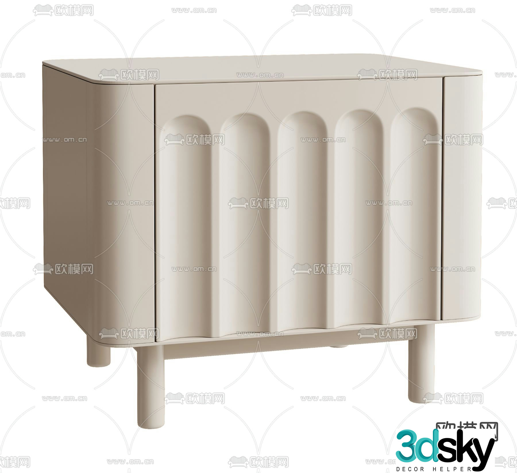 Cream style bedside table 3d model