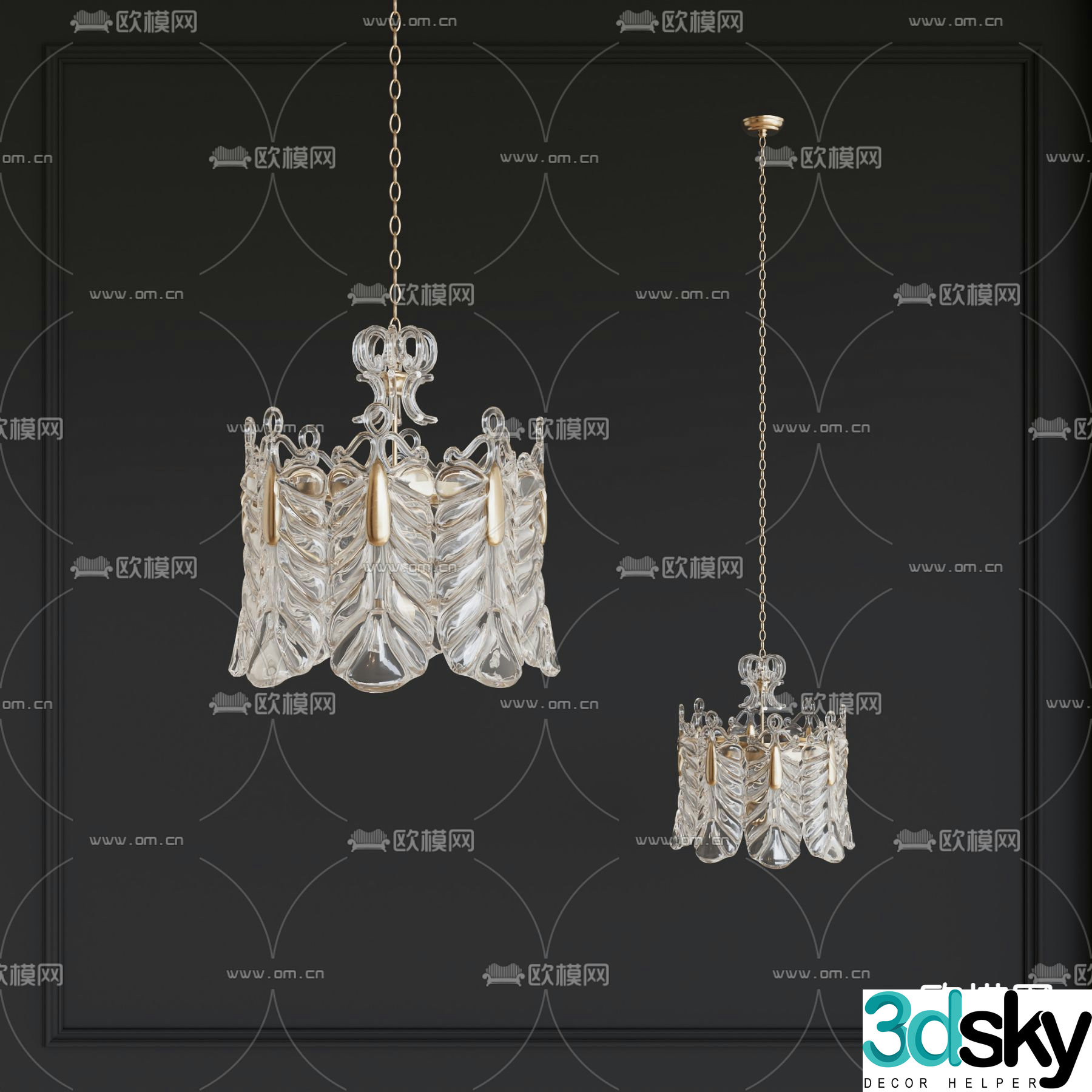 French chandelier crystal chandelier 3d model