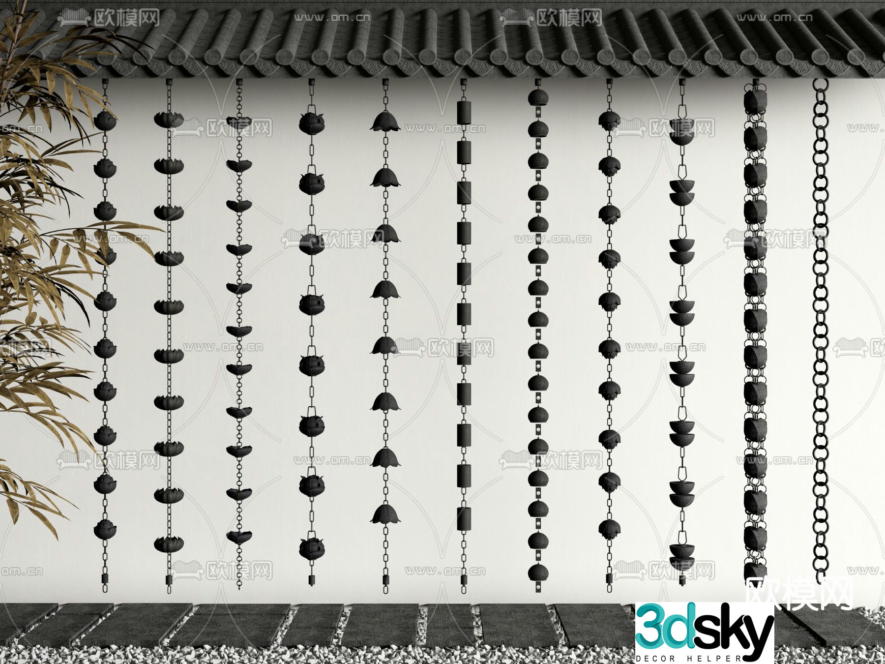 Water feature rain chain water guide chain dripping chain 3D model