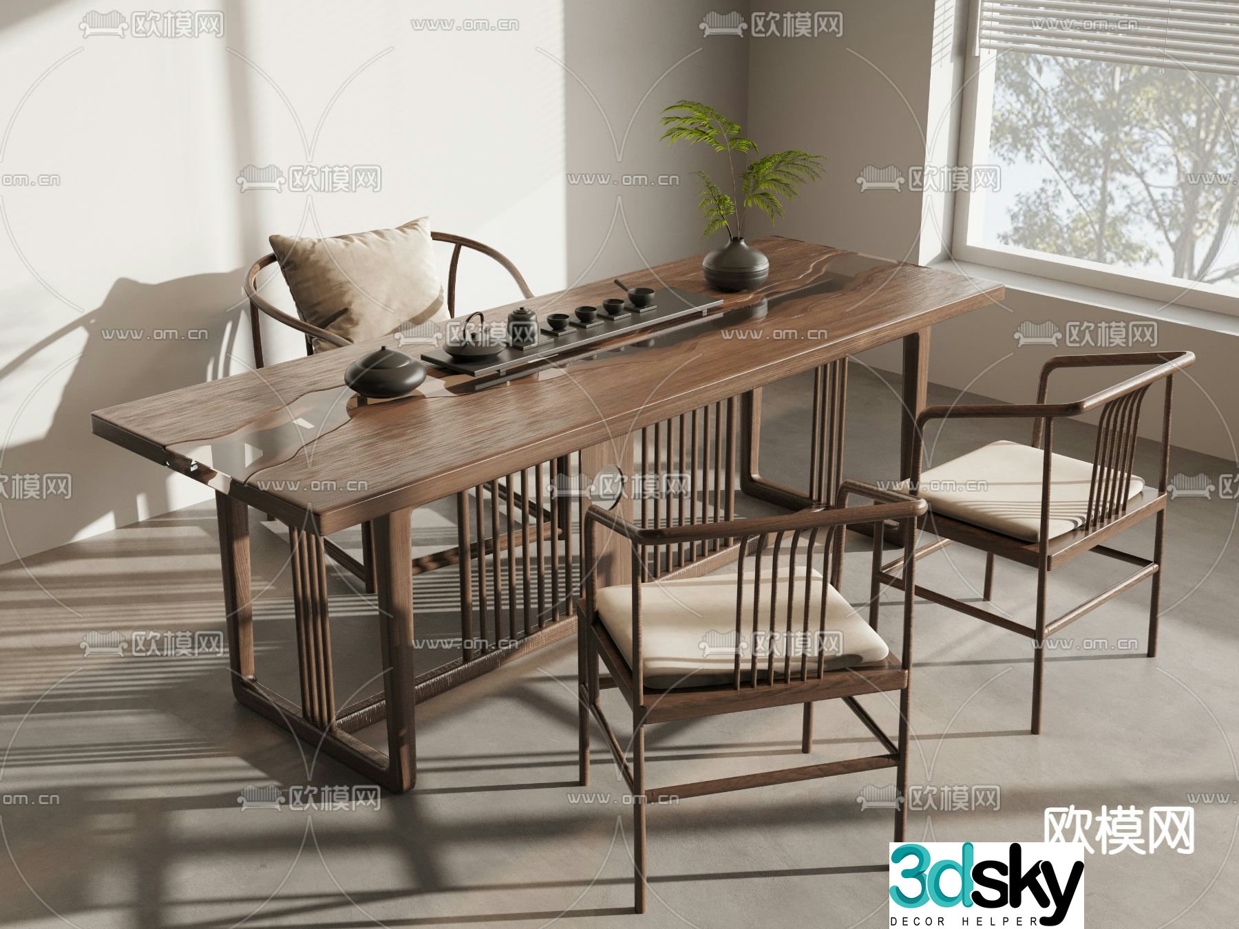 New Chinese style tea table tea table 3d model