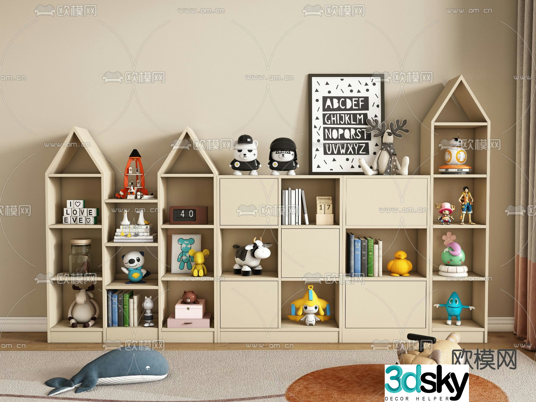 Children’s bookcase toy cabinet 3d model